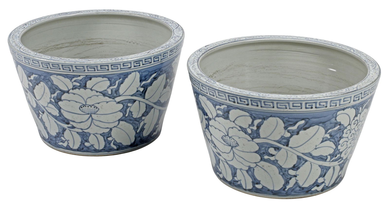 (2)CHINESE BLUE & WHITE PORCELAIN FLORAL PLANTERS / JARDINIERES (1 of 5)