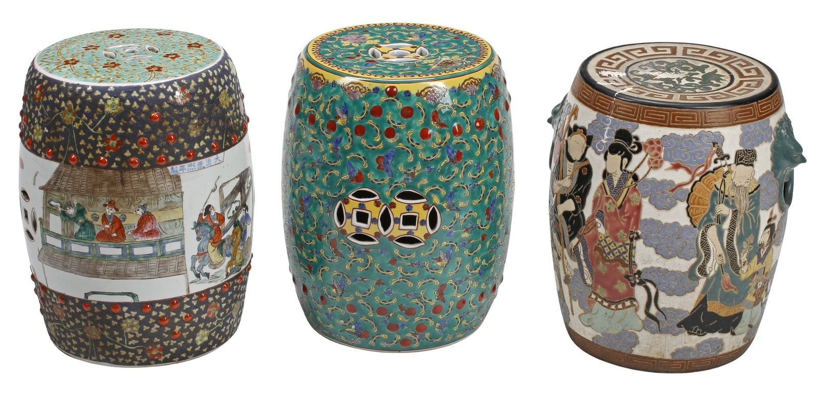 (3) CHINESE POLYCHROME ENAMELED PORCELAIN GARDEN SEATS (1 of 7)