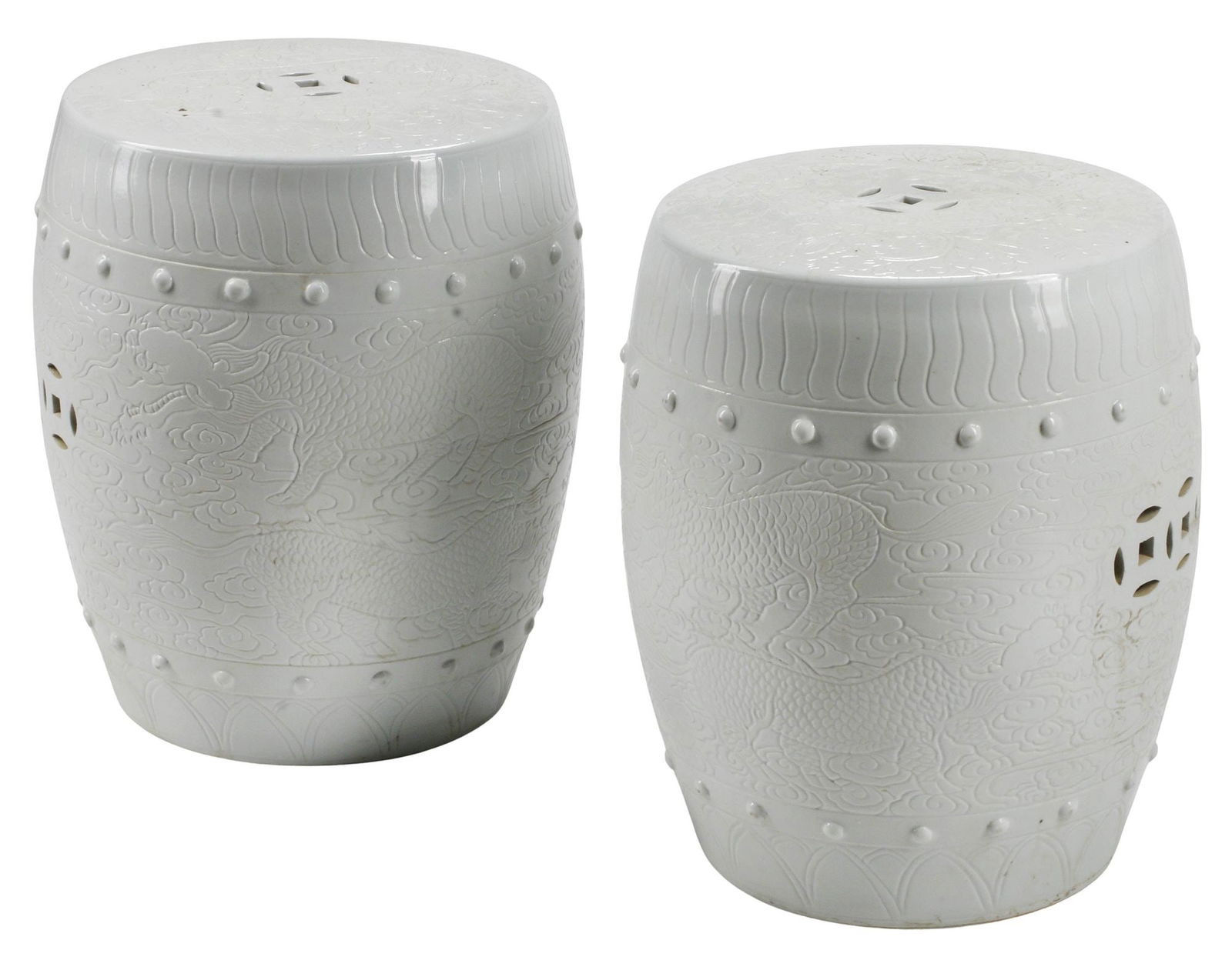 (2) CHINESE 'BLANC DE CHINE' PORCELAIN GARDEN SEATS (1 of 4)