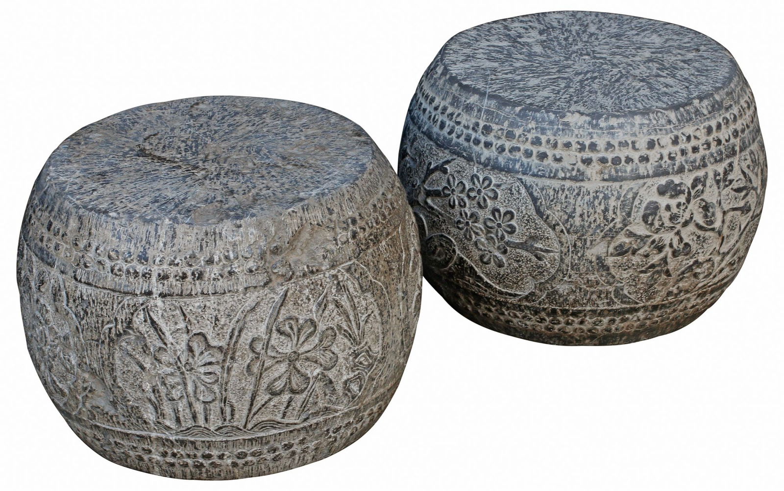 (2) CHINESE CARVED STONE GARDEN SEATS (1 of 4)