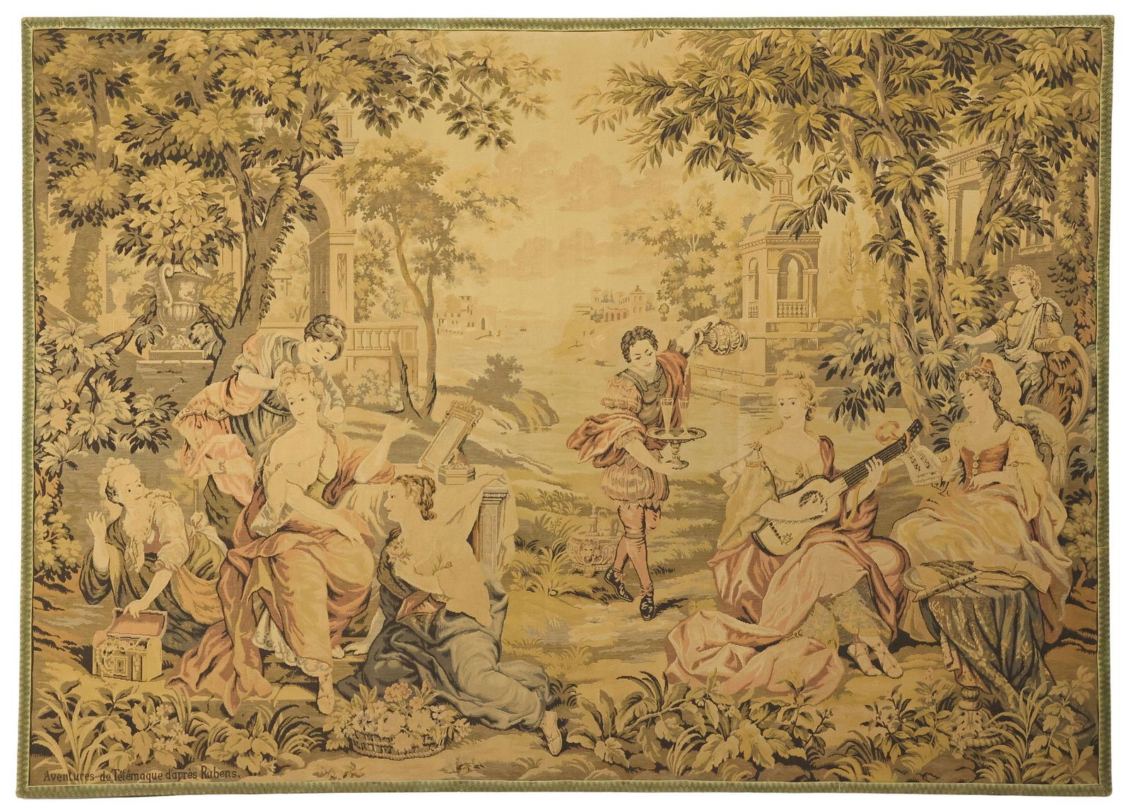 MONUMENTAL ROCOCO STYLE TAPESTRY, 'ADVENTURES OF TELEMAQUE,' 79" x 110" (1 of 5)