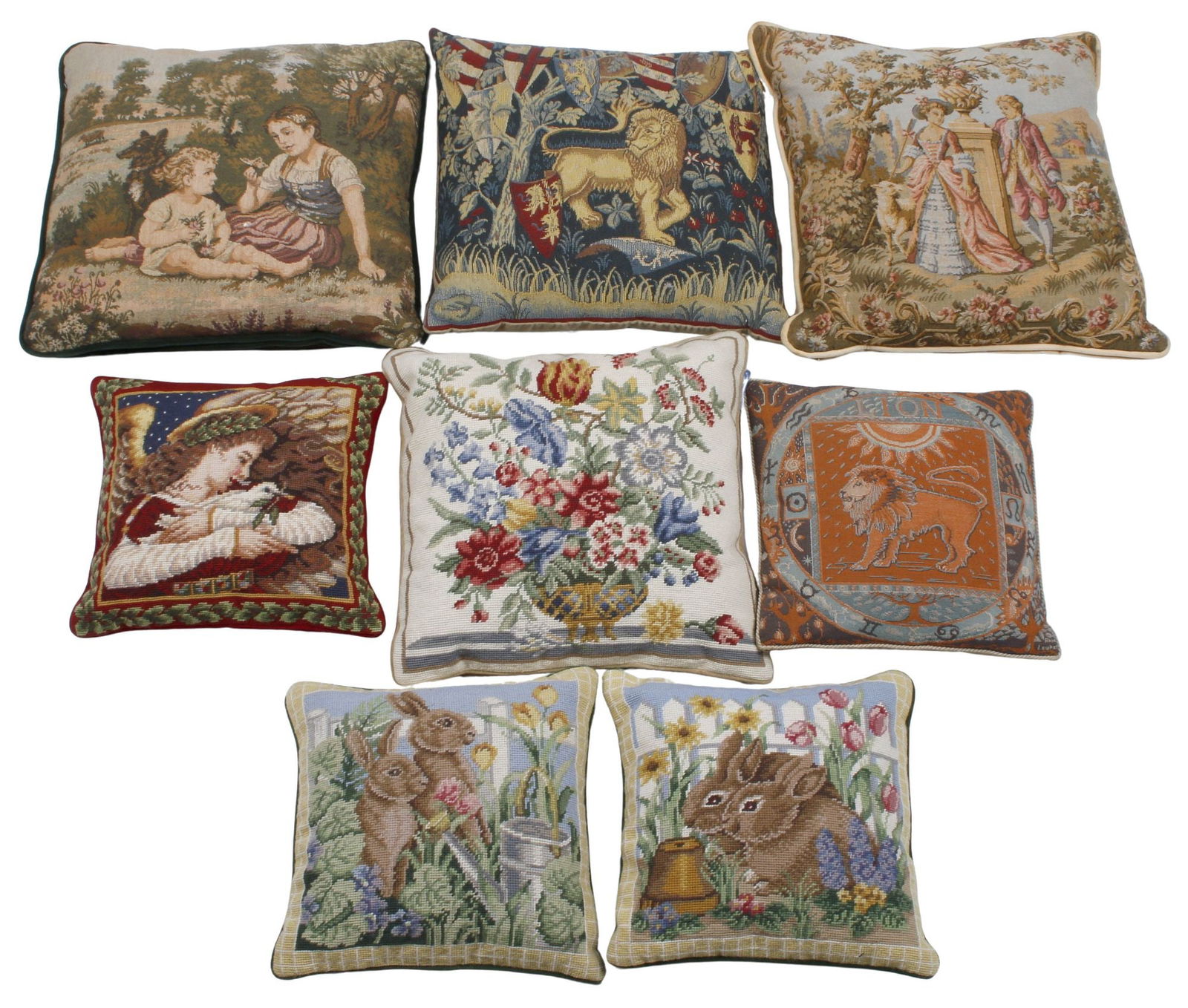 (8) DECORATIVE NEEDLEPOINT & TAPESTRY UPHOLSTERED THROW PILLOWS (1 of 4)