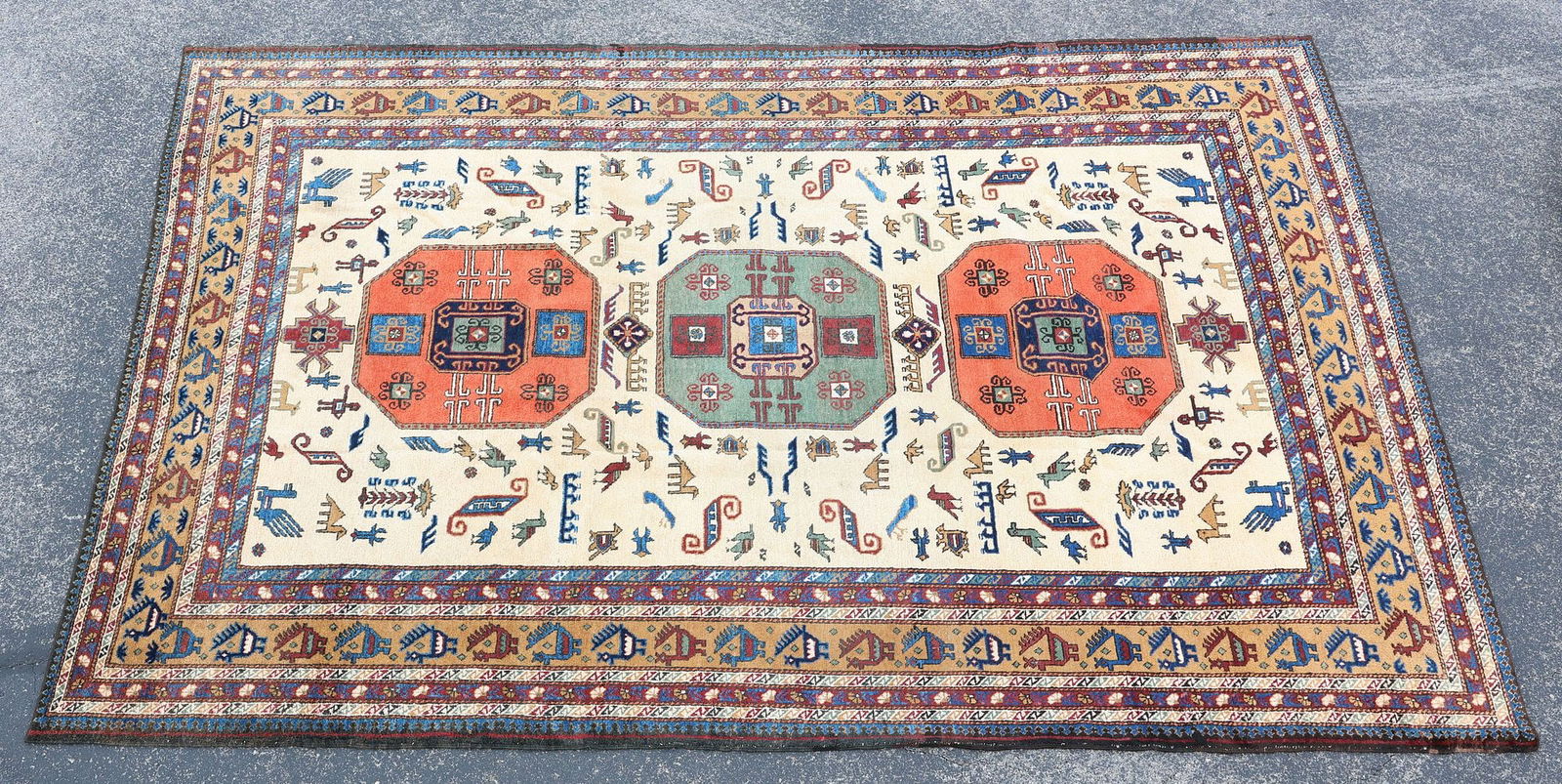 ESTATE HAND-TIED PERSIAN ARDEBIL RUG, 11'2" X 7'4" (1 of 4)