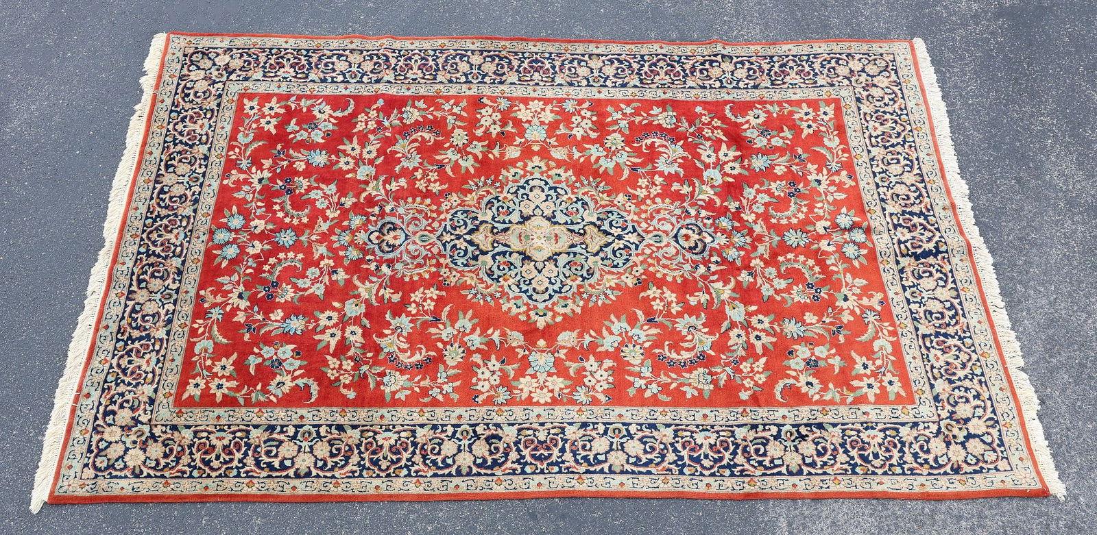 ESTATE HAND-TIED PERSIAN KERMAN RUG, 9'10" X 6'8.5" (1 of 3)