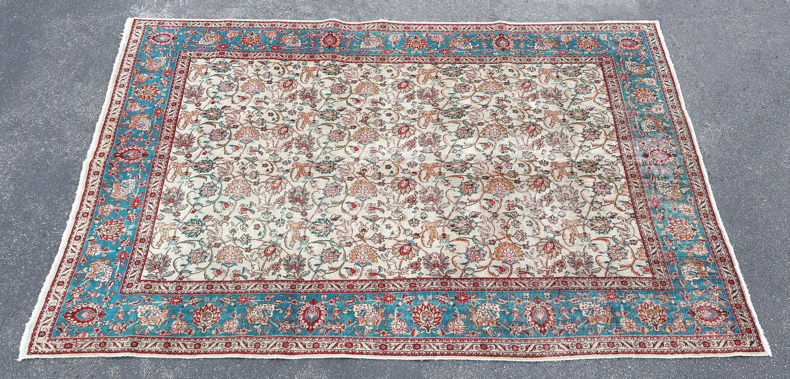 ESTATE HAND-TIED PERSIAN TABRIZ RUG, 13' X 9'8" (1 of 3)
