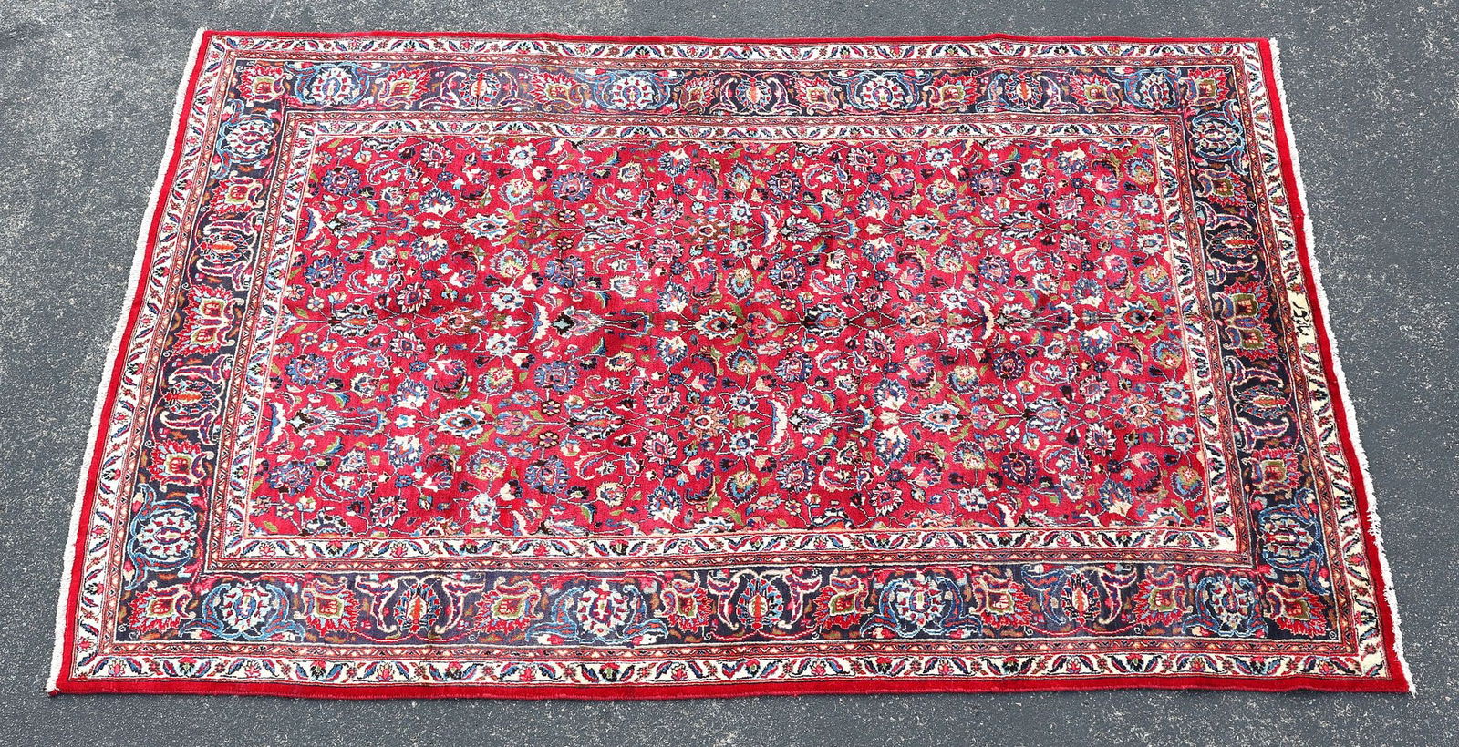 ESTATE HAND-TIED PERSIAN MASHAD RUG, 9'7" X 6'2" (1 of 3)