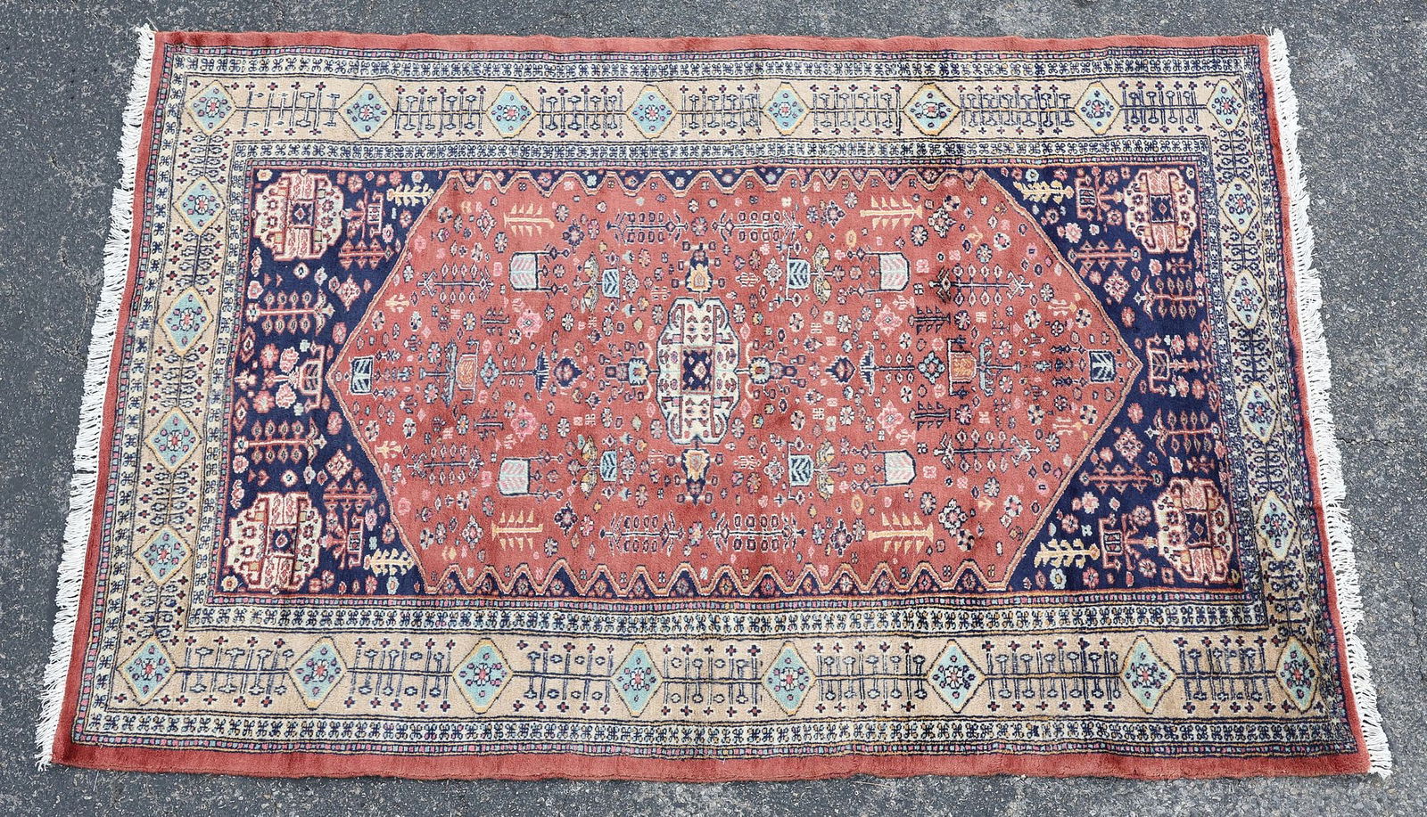 ESTATE HAND-TIED WOOL PERSIAN BOKHARA RUG, 6'1" X 4'2" (1 of 3)