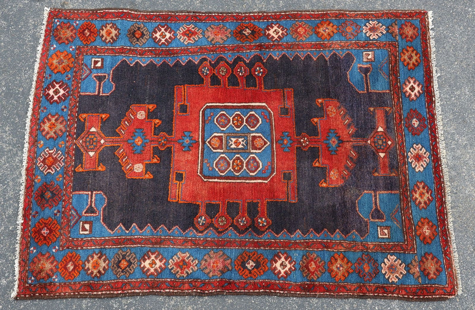 ESTATE HAND-TIED PERSIAN HAMADAN RUG, 5'7" X 4'4" (1 of 3)