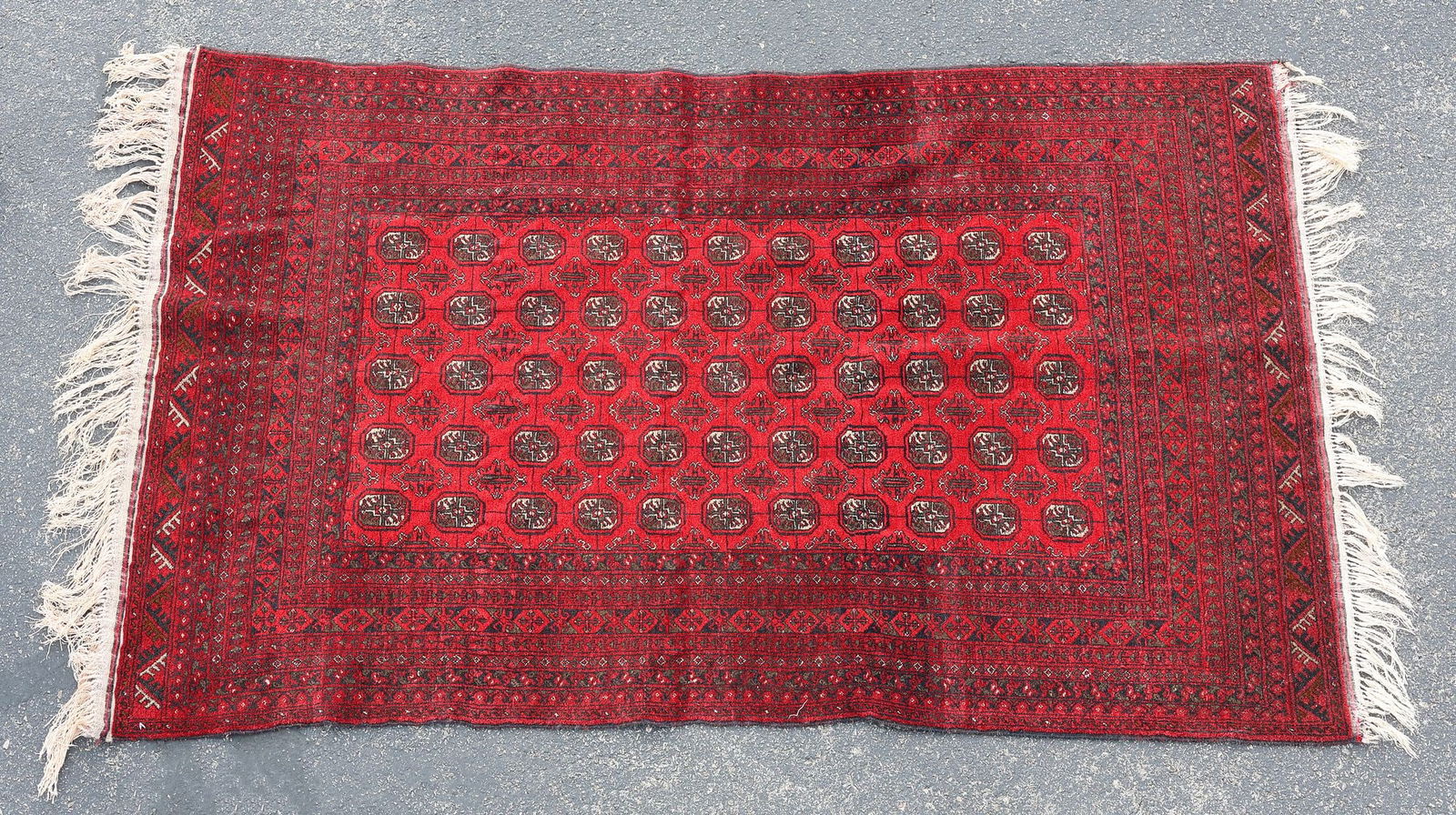 ESTATE HAND-TIED AFGHAN TURKOMAN RUG, 6'4" X 4'1" (1 of 3)