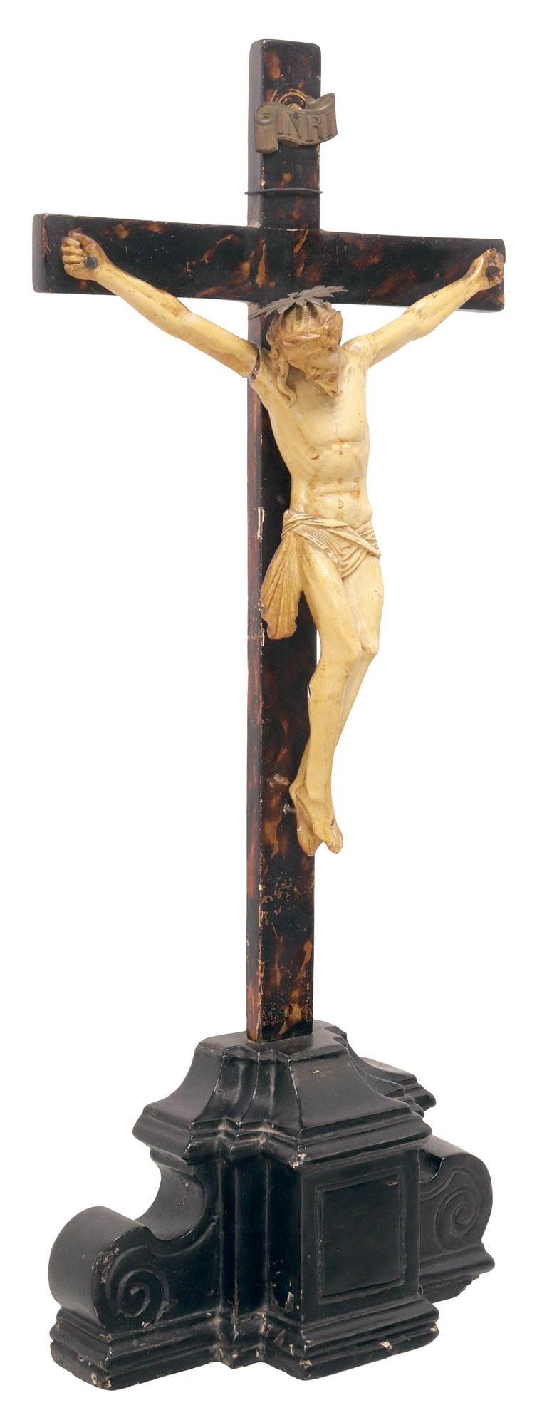 LARGE ITALIAN PAINT-DECORATED ALTAR CRUCIFIX, 23"H (1 of 6)