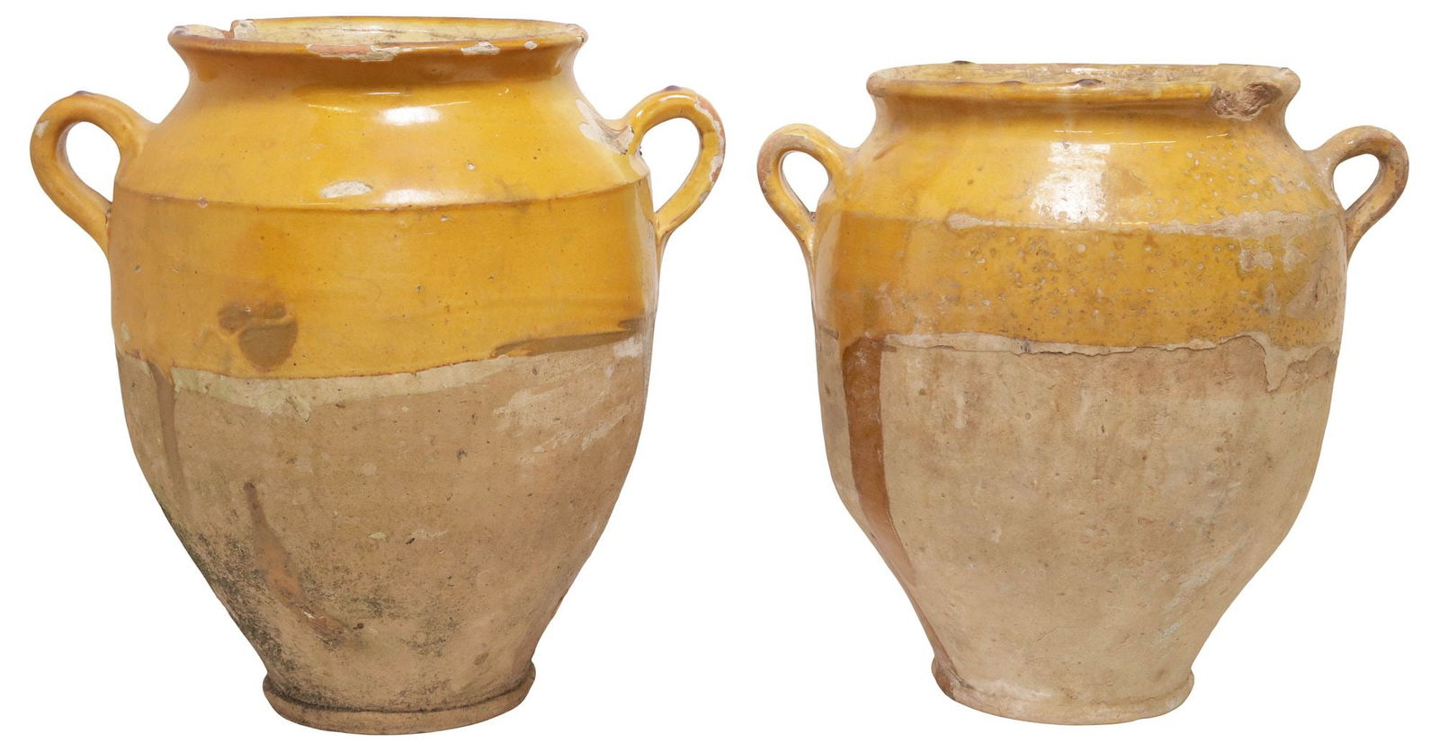 (2) FRENCH OCHRE-GLAZED EARTHENWARE CONFIT POTS (1 of 3)