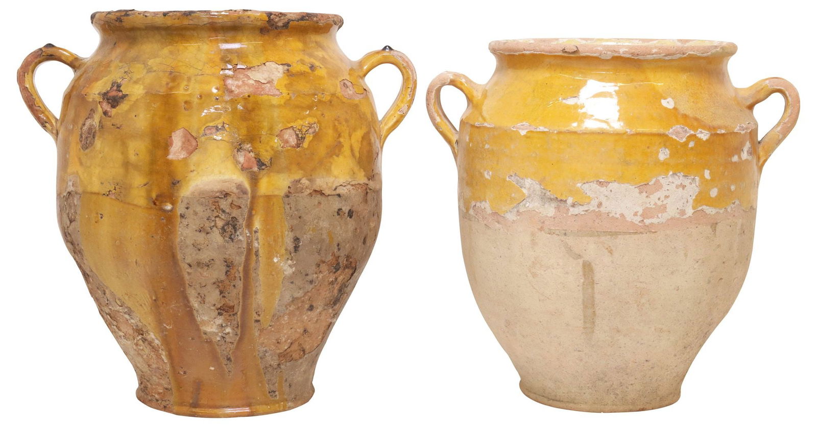 (2) FRENCH OCHRE-GLAZED EARTHENWARE CONFIT POTS (1 of 3)