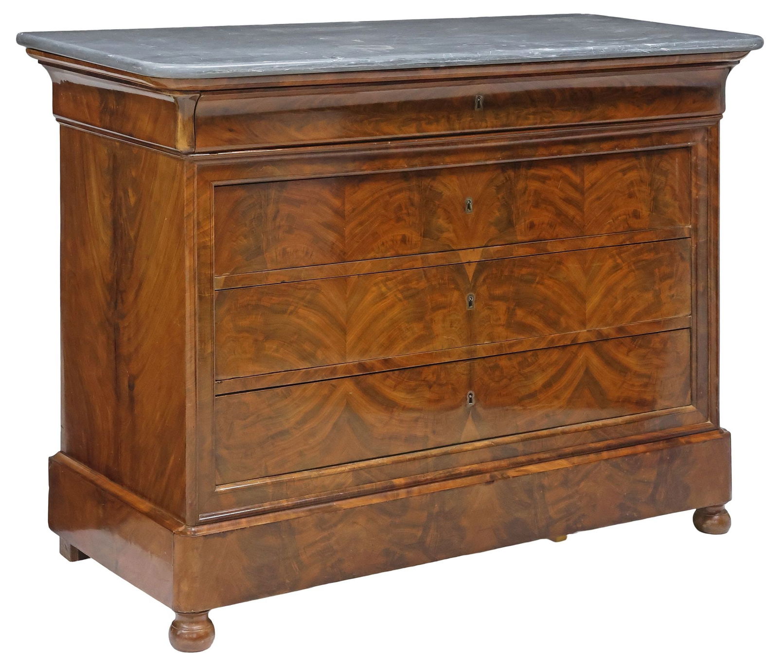 FRENCH LOUIS PHILIPPE PERIOD MARBLE-TOP MAHOGANY COMMODE (1 of 5)