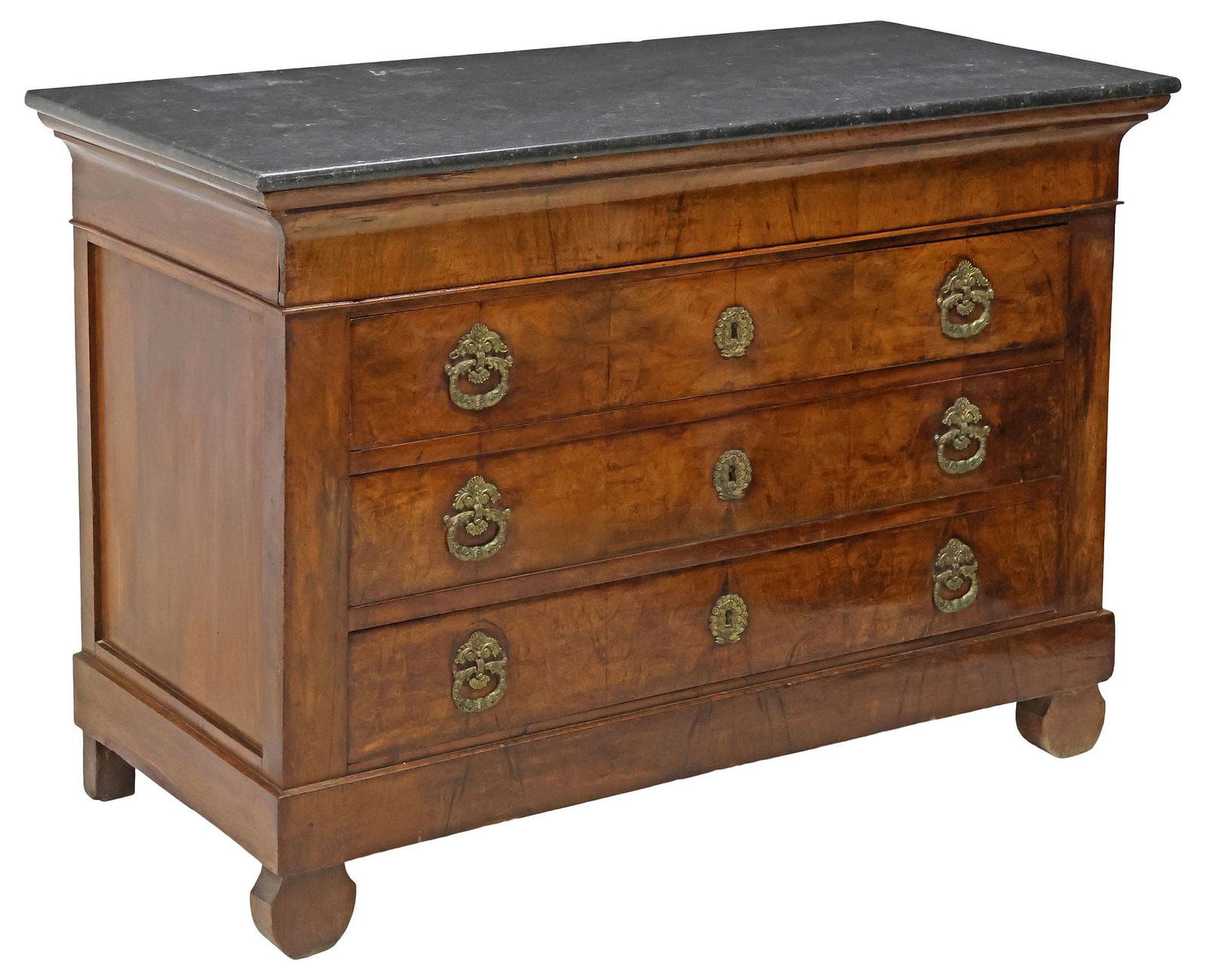 FRENCH CHARLES X MARBLE-TOP FIGURED WALNUT COMMODE (1 of 5)