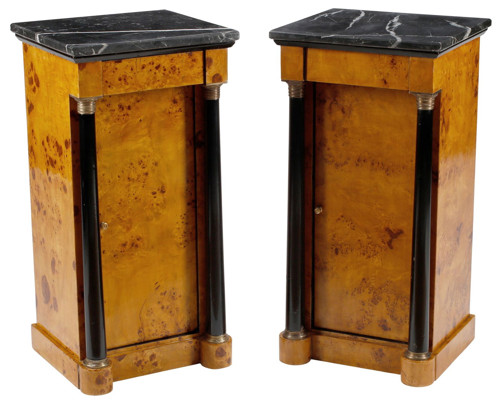 (2) EMPIRE STYLE MARBLE-TOP PARCEL EBONIZED NIGHTSTANDS (1 of 4)