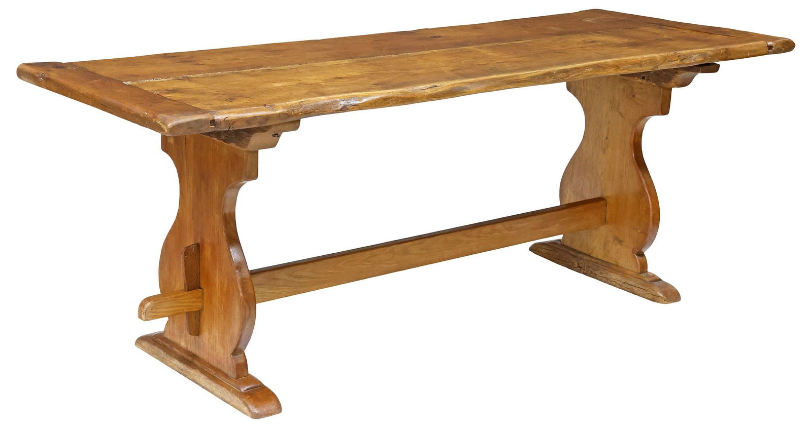 FRENCH PROVINCIAL OAK MONASTERY OR REFECTORY TABLE, 75"L (1 of 4)