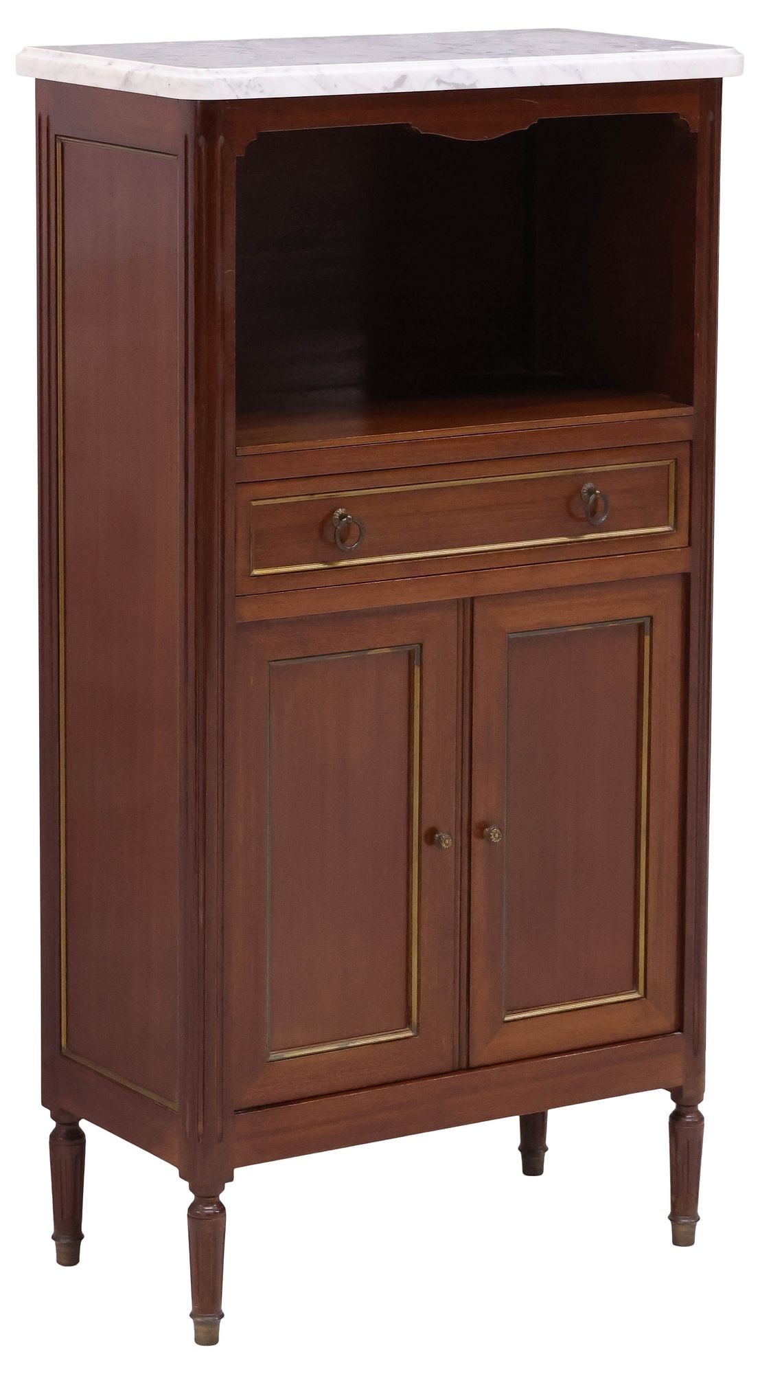 FRENCH LOUIS XVI STYLE MARBLE-TOP MAHOGANY CABINET (1 of 5)