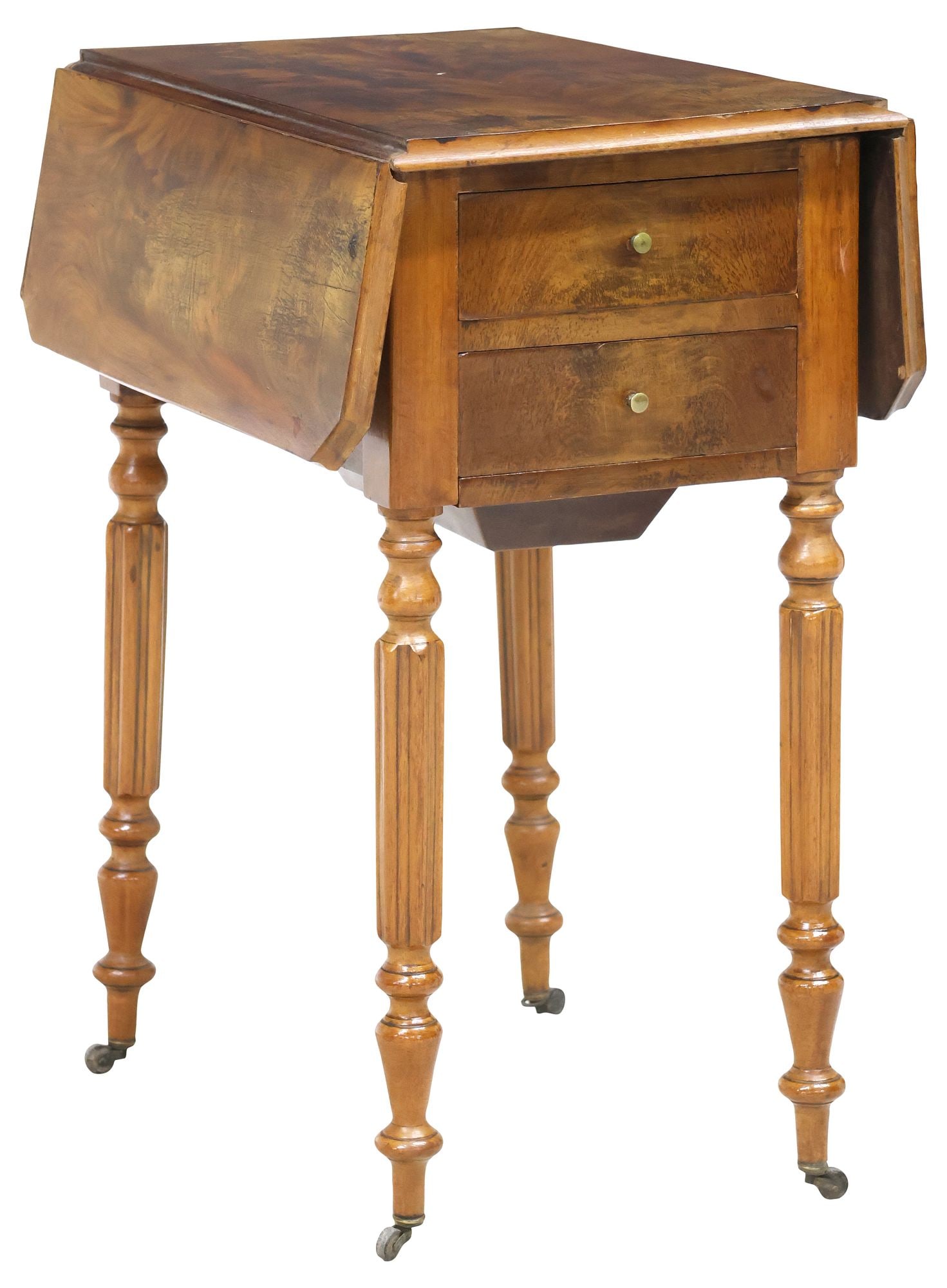 FRENCH LOUIS PHILIPPE PERIOD WALNUT DROP LEAF WORK / SEWING TABLE (1 of 8)
