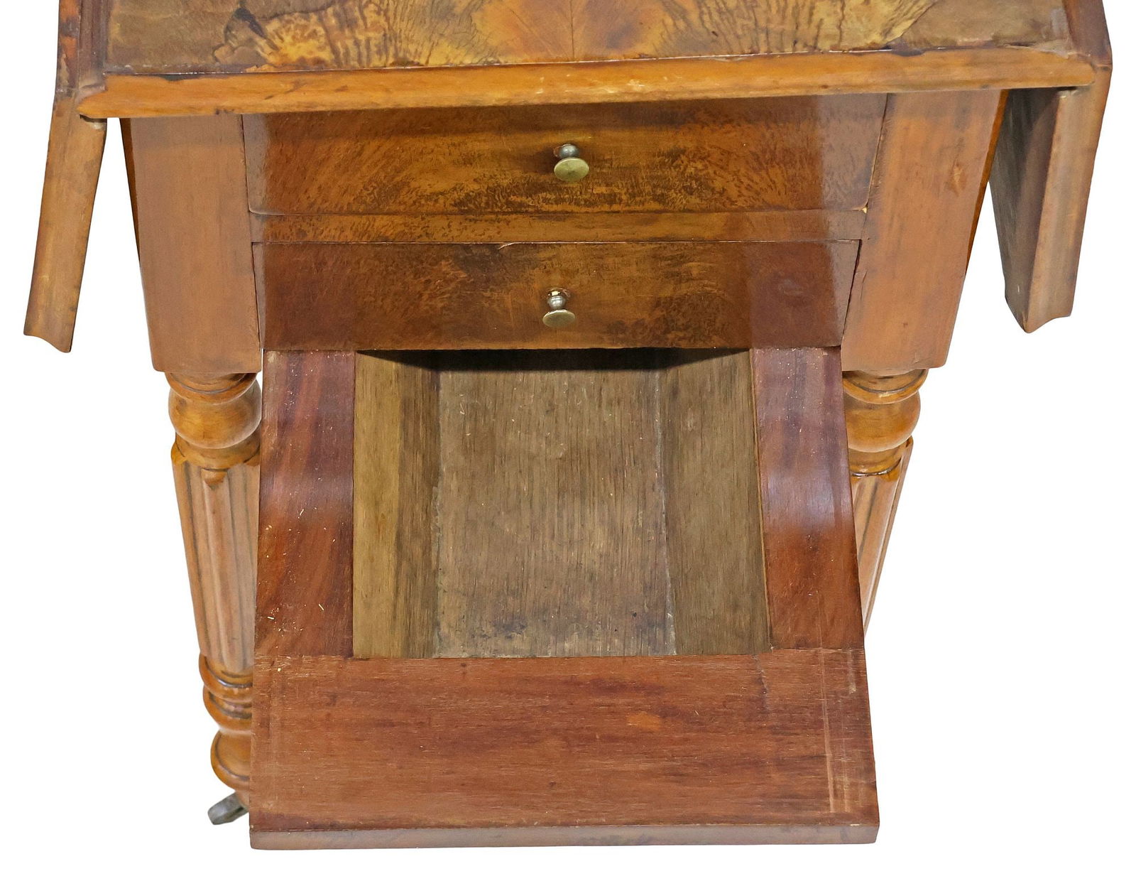FRENCH LOUIS PHILIPPE PERIOD WALNUT DROP LEAF WORK / SEWING TABLE - 6