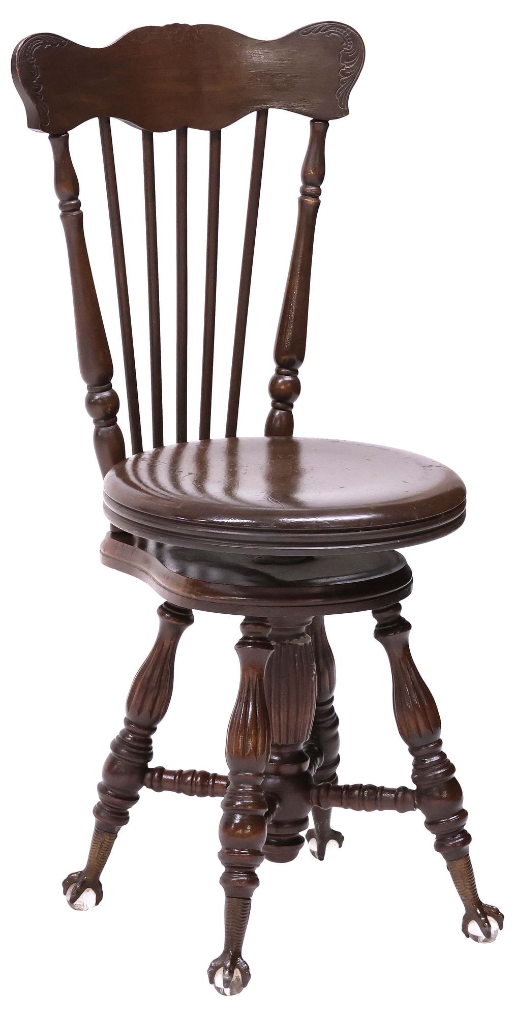 ANTIQUE AMERICAN SWIVEL SEAT BALL CLAW PIANO STOOL (1 of 4)