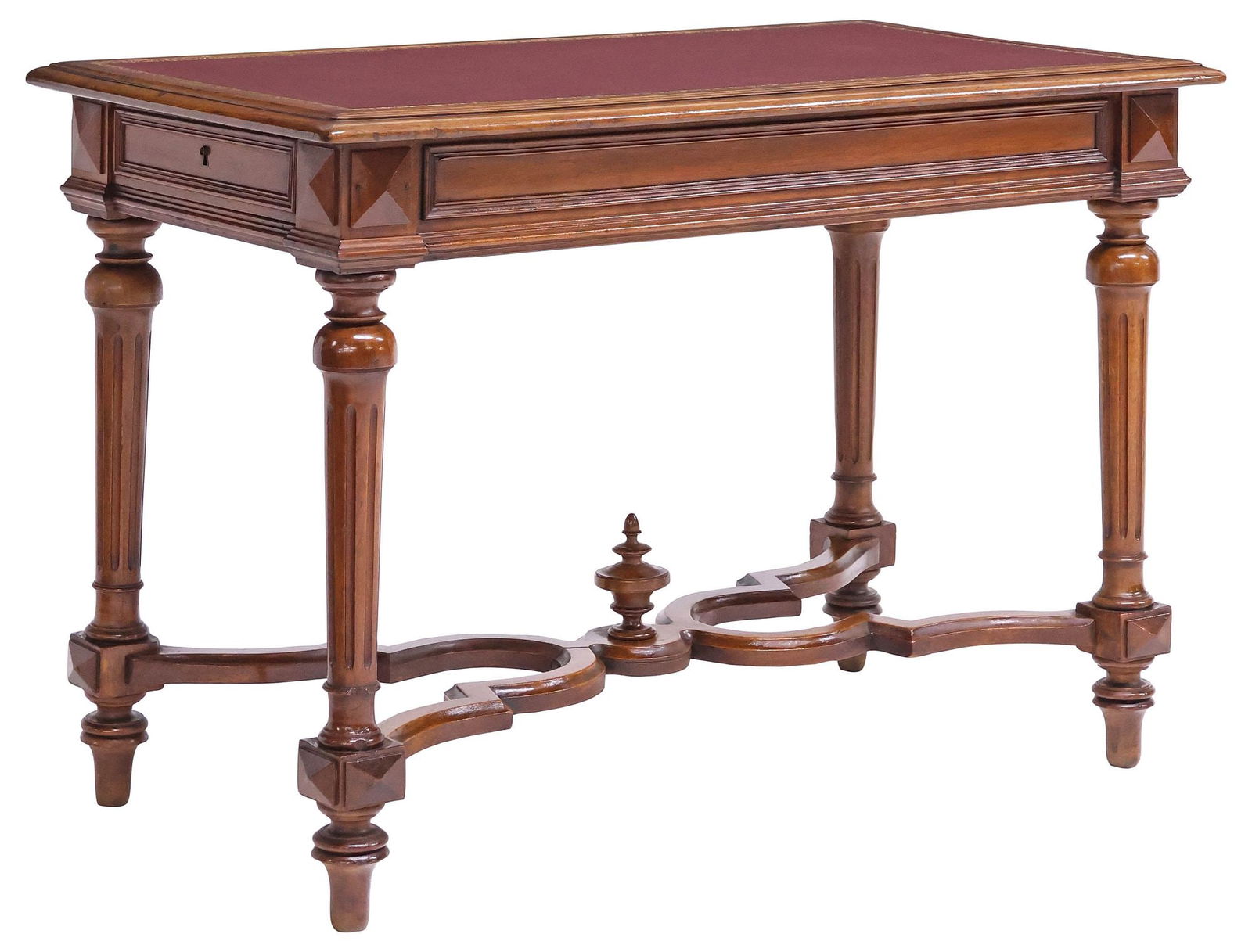 FRENCH LOUIS XVI STYLE LEATHER INSET WALNUT WRITING DESK/ TABLE (1 of 5)