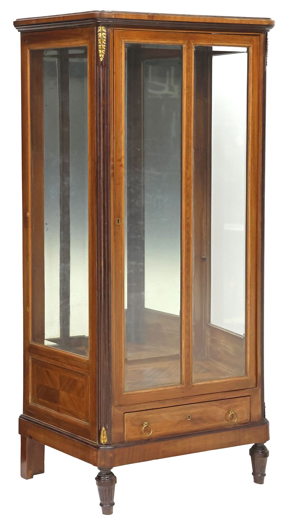 FRENCH LOUIS XVI STYLE GLAZED MAHOGANY VITRINE / DISPLAY CABINET (1 of 6)