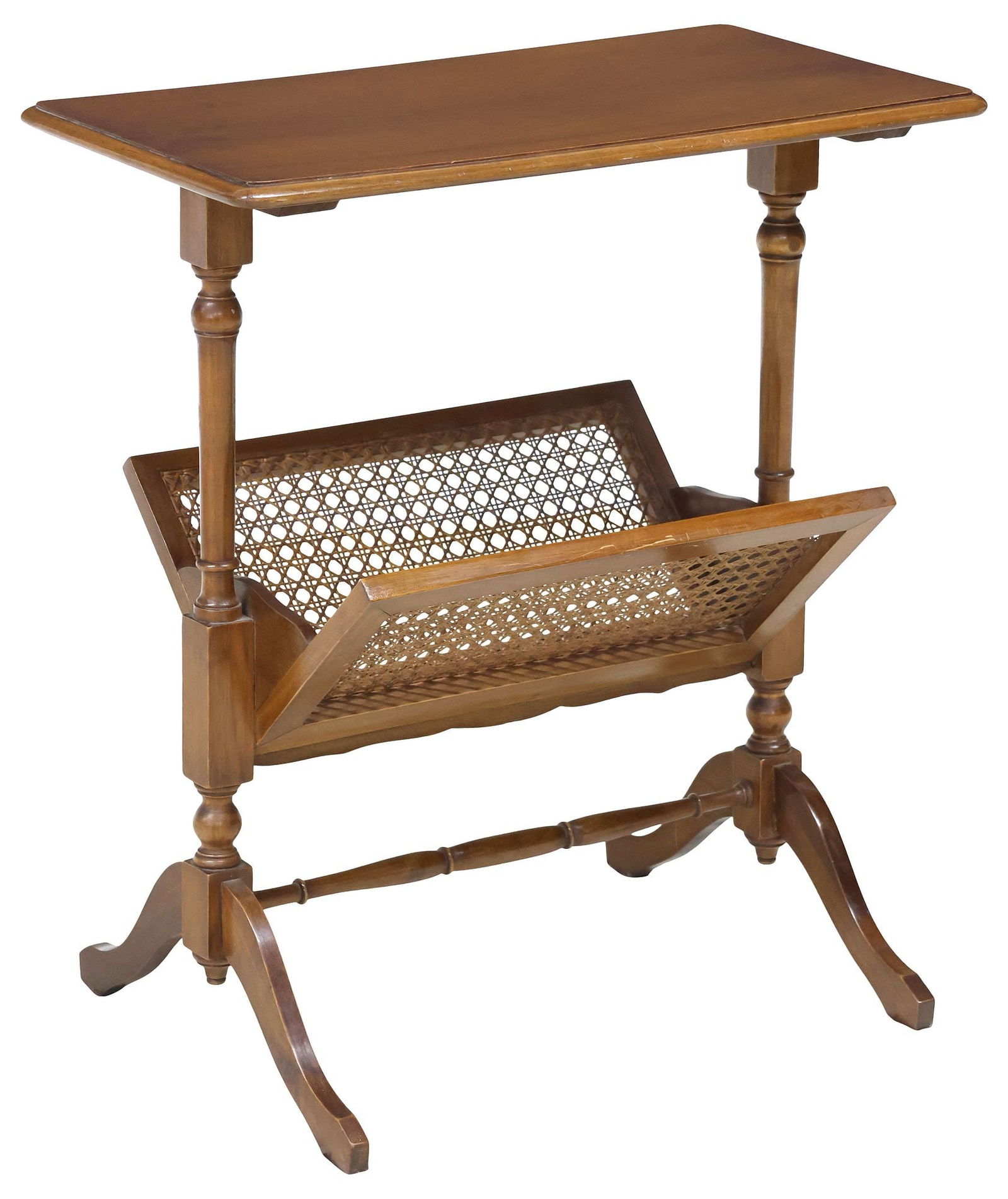 ITALIAN WALNUT & CANE SIDE TABLE / MAGAZINE RACK (1 of 4)