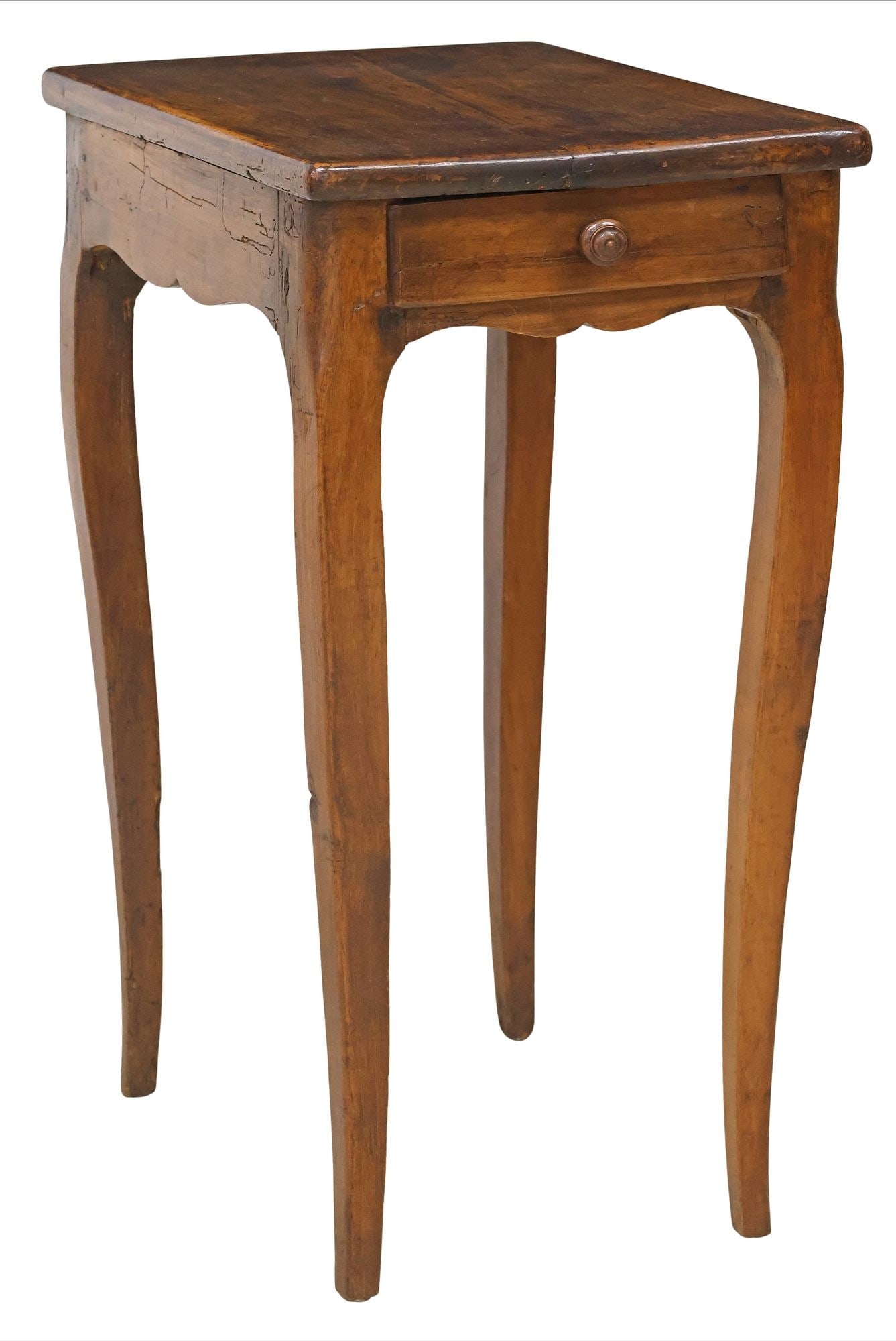 SMALL FRENCH PROVINCIAL WALNUT ONE-DRAWER TABLE (1 of 5)