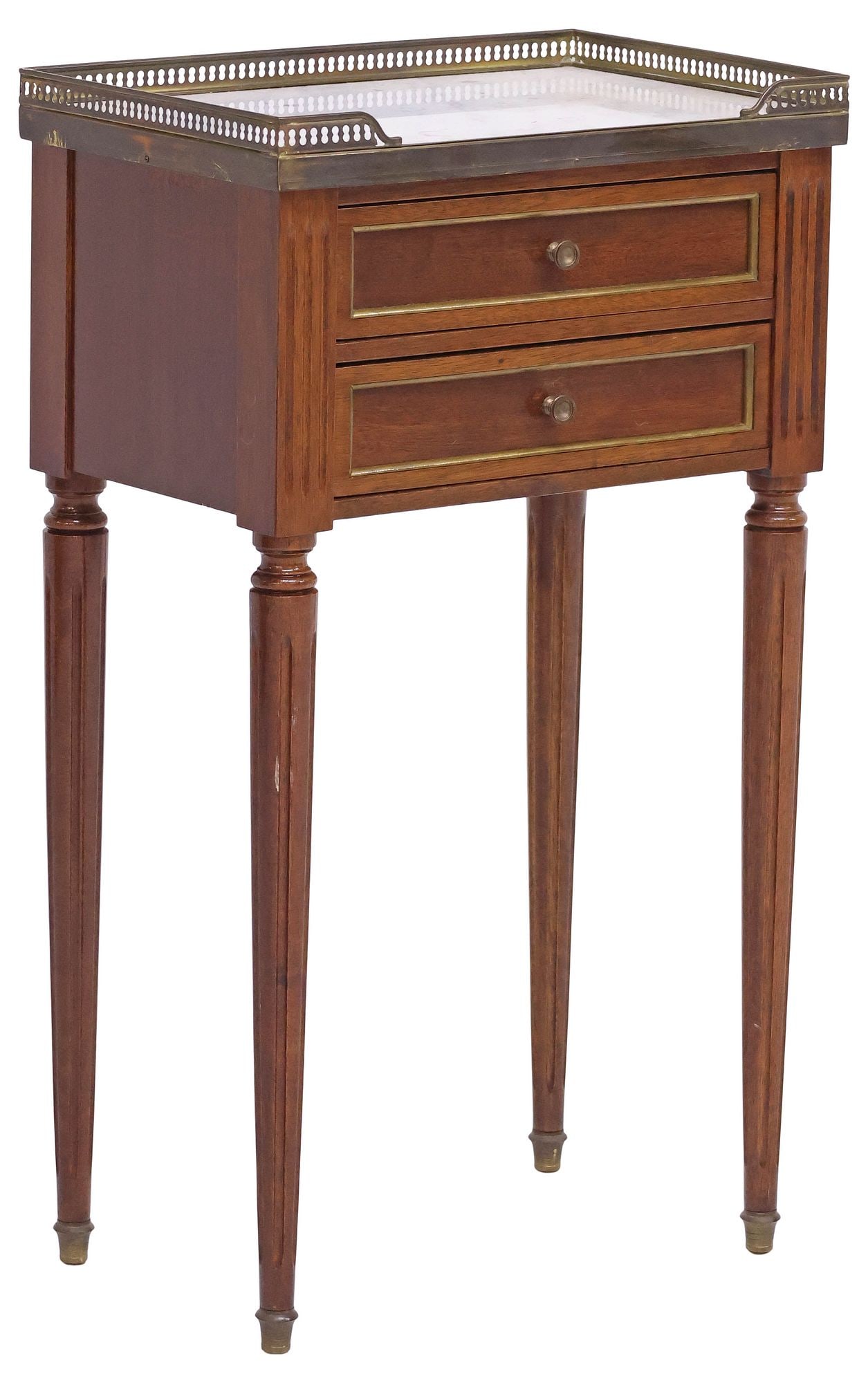 FRENCH LOUIS XVI STYLE MARBLE-TOP MAHOGANY NIGHTSTAND (1 of 4)