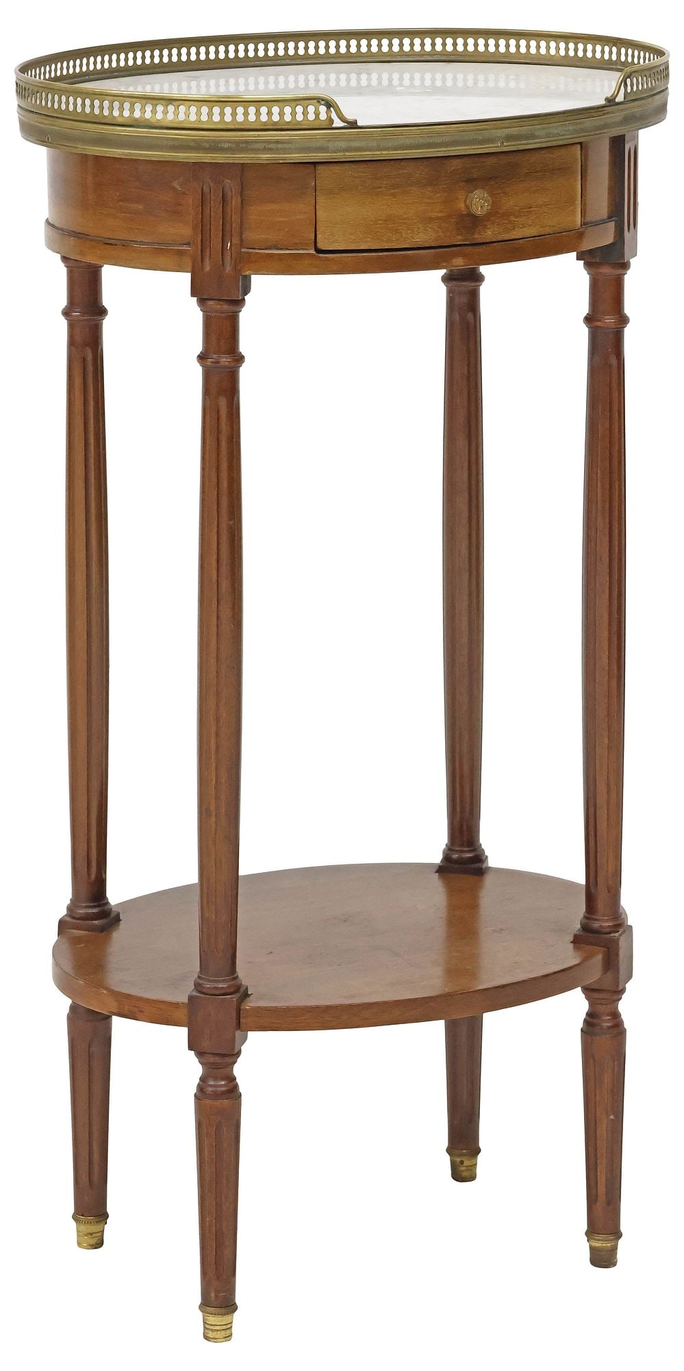 FRENCH LOUIS XVI STYLE MARBLE-TOP MAHOGANY NIGHTSTAND / SIDE TABLE (1 of 5)