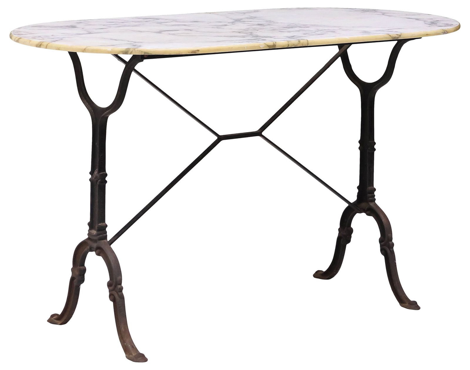 FRENCH MARBLE-TOP PAINTED CAST IRON BISTRO TABLE (1 of 4)