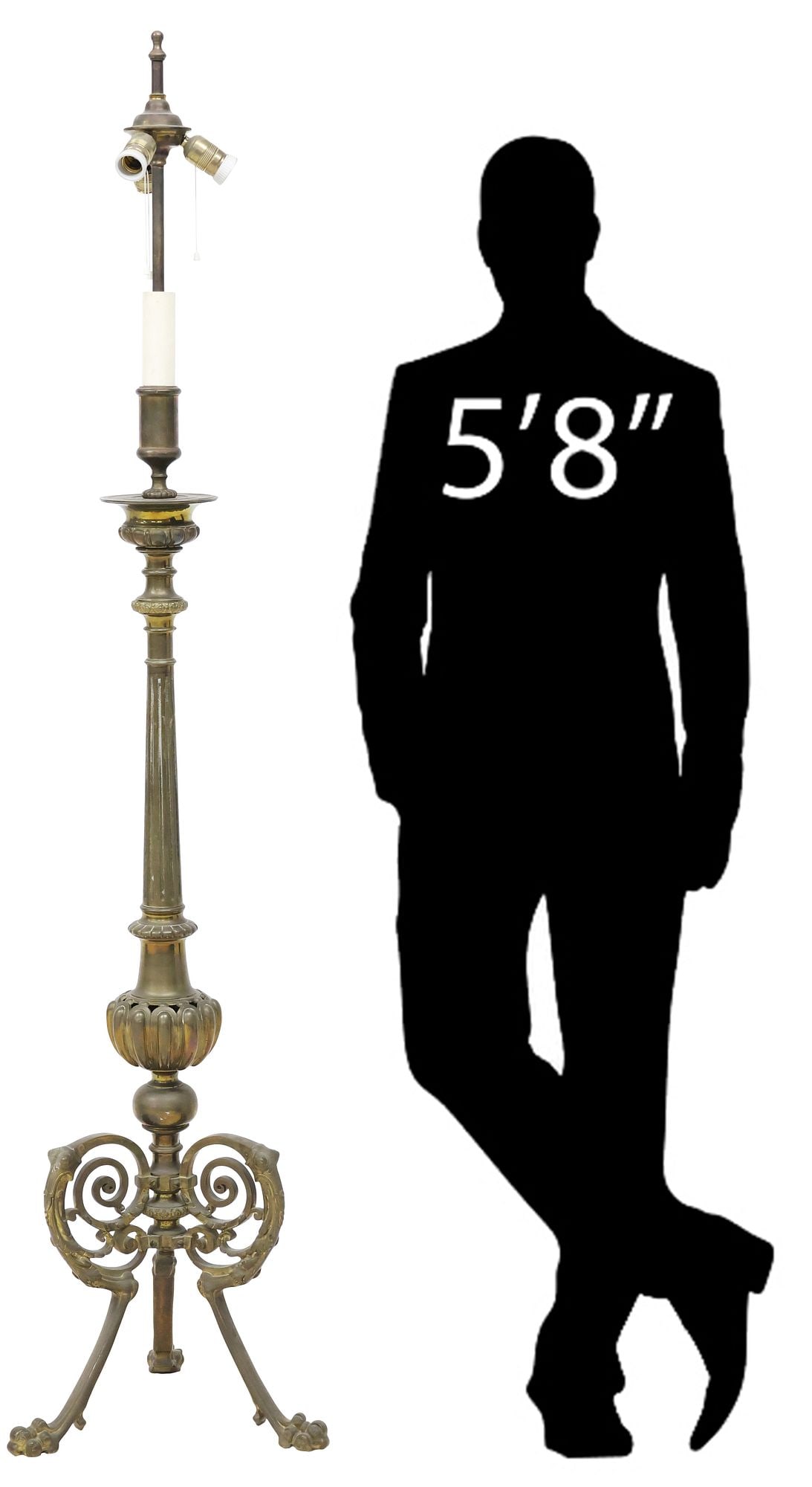 ITALIAN RENAISSANCE STYLE PATINATED BRONZE 3-LIGHT FLOOR LAMP (1 of 4)