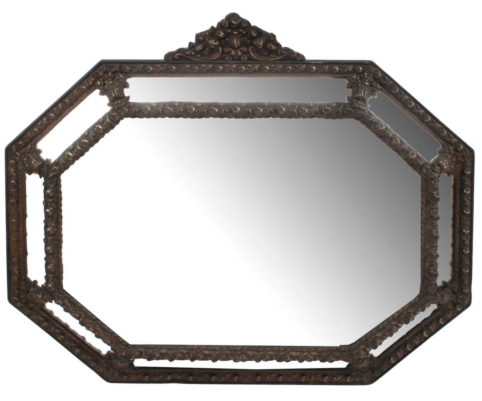 FLEMISH REPOUSSE FRAMED OCTAGONAL MARGINAL MIRROR (1 of 7)
