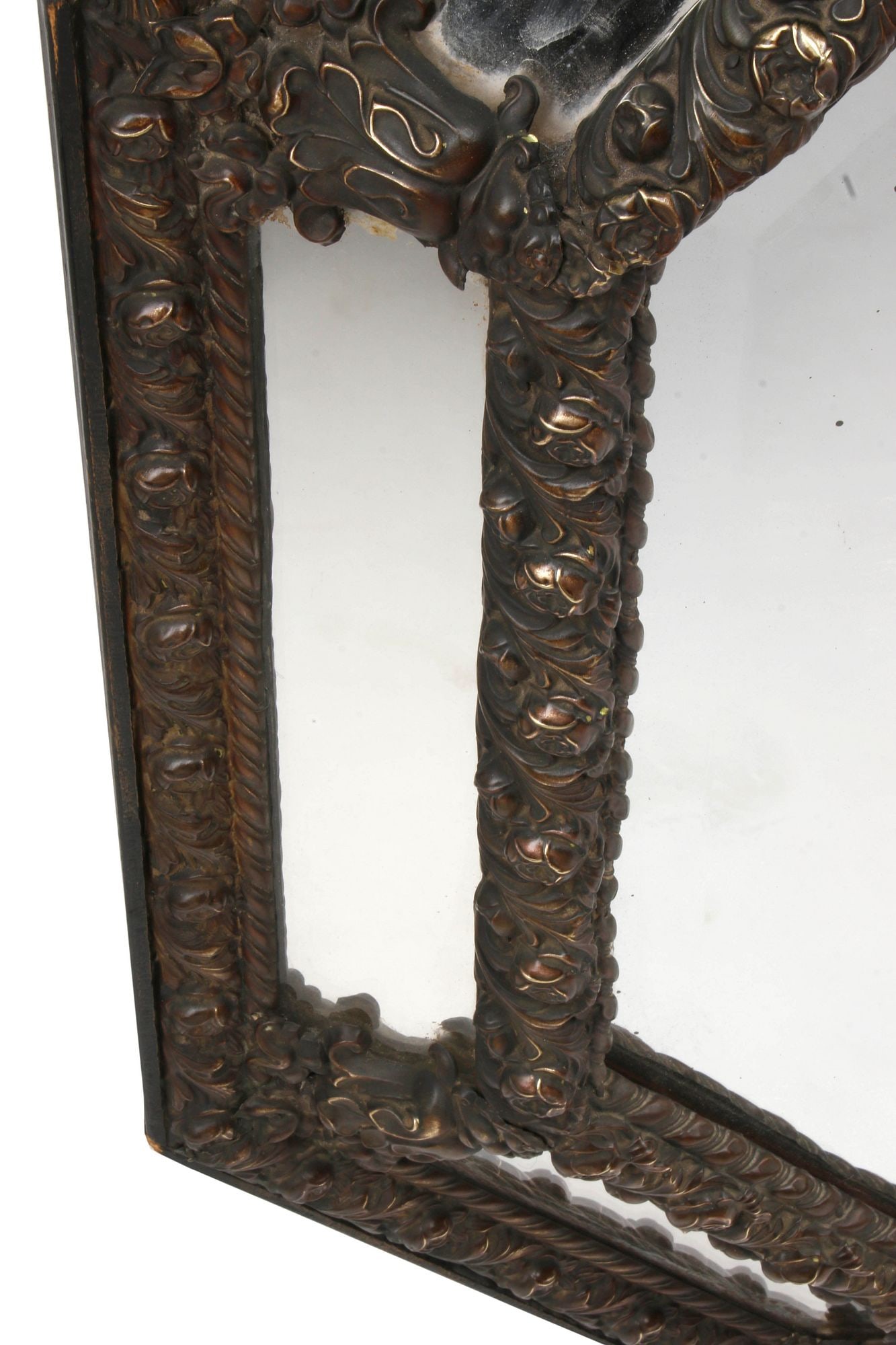 FLEMISH REPOUSSE FRAMED OCTAGONAL MARGINAL MIRROR - 4
