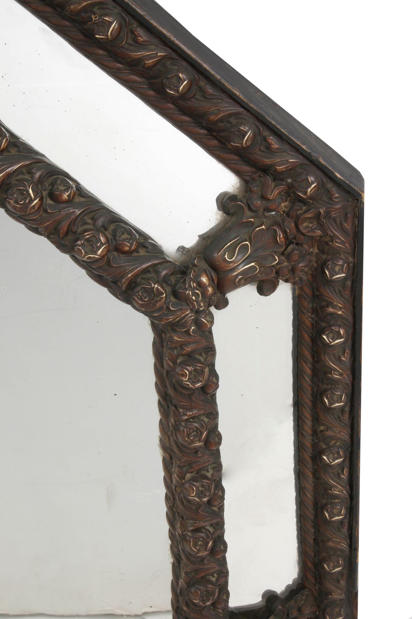 FLEMISH REPOUSSE FRAMED OCTAGONAL MARGINAL MIRROR - 5