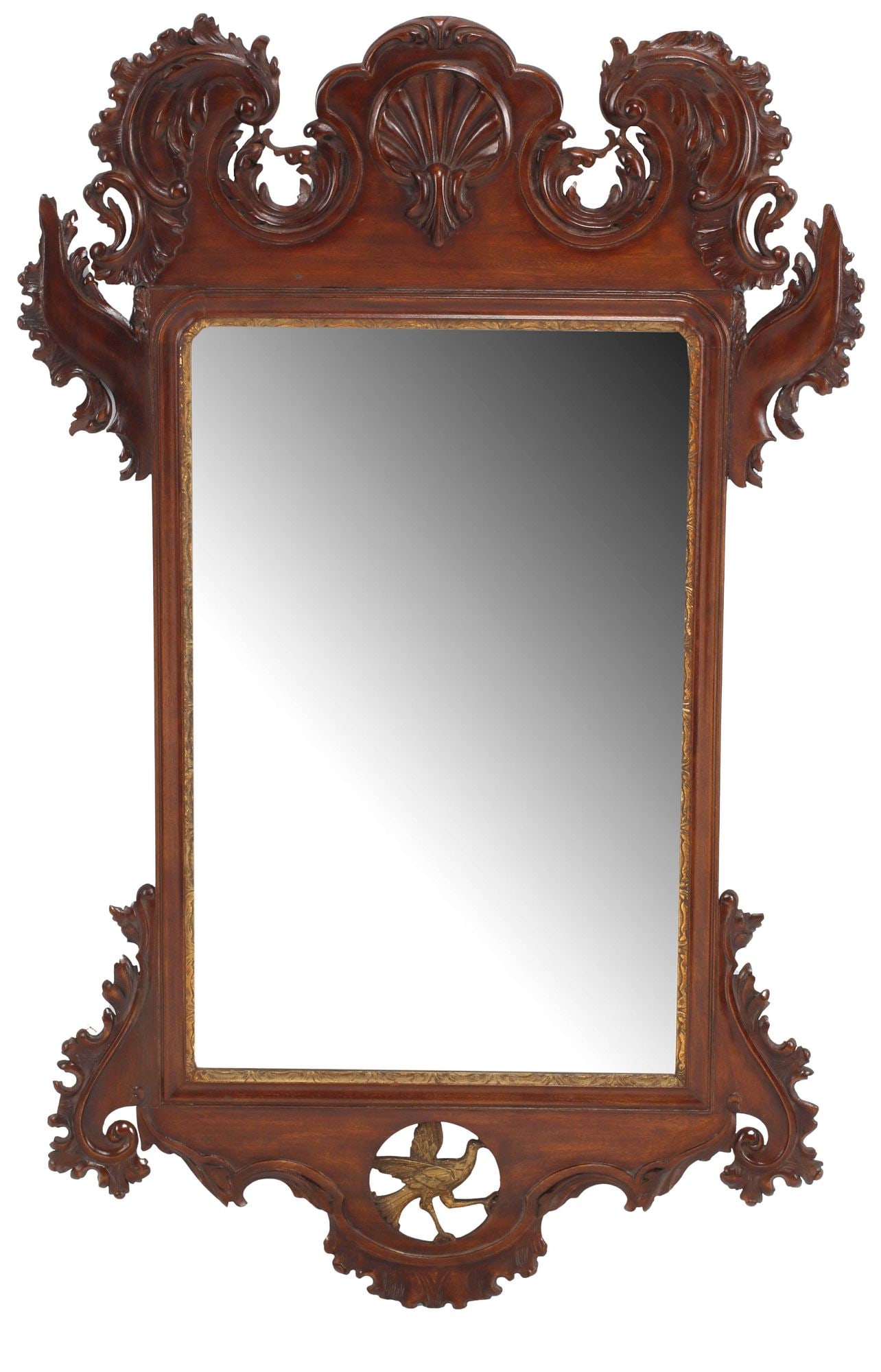 ENGLISH CHIPPENDALE STYLE PARCEL GILT CARVED MAHOGANY MIRROR (1 of 7)