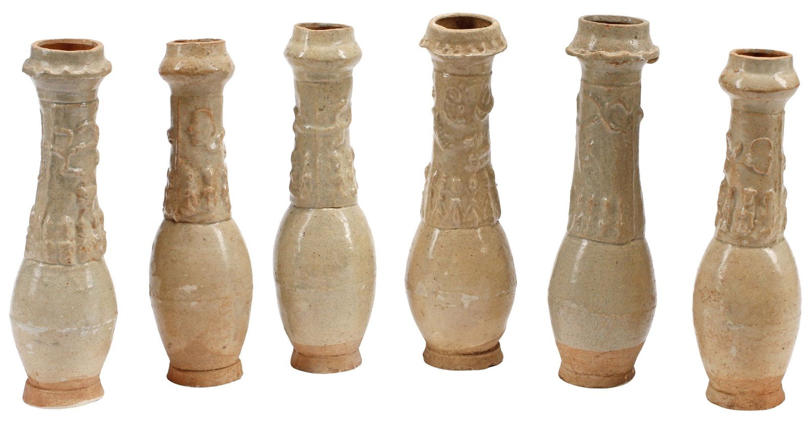 (6) CHINESE GLAZED POTTERY FUNERARY URNS (1 of 5)