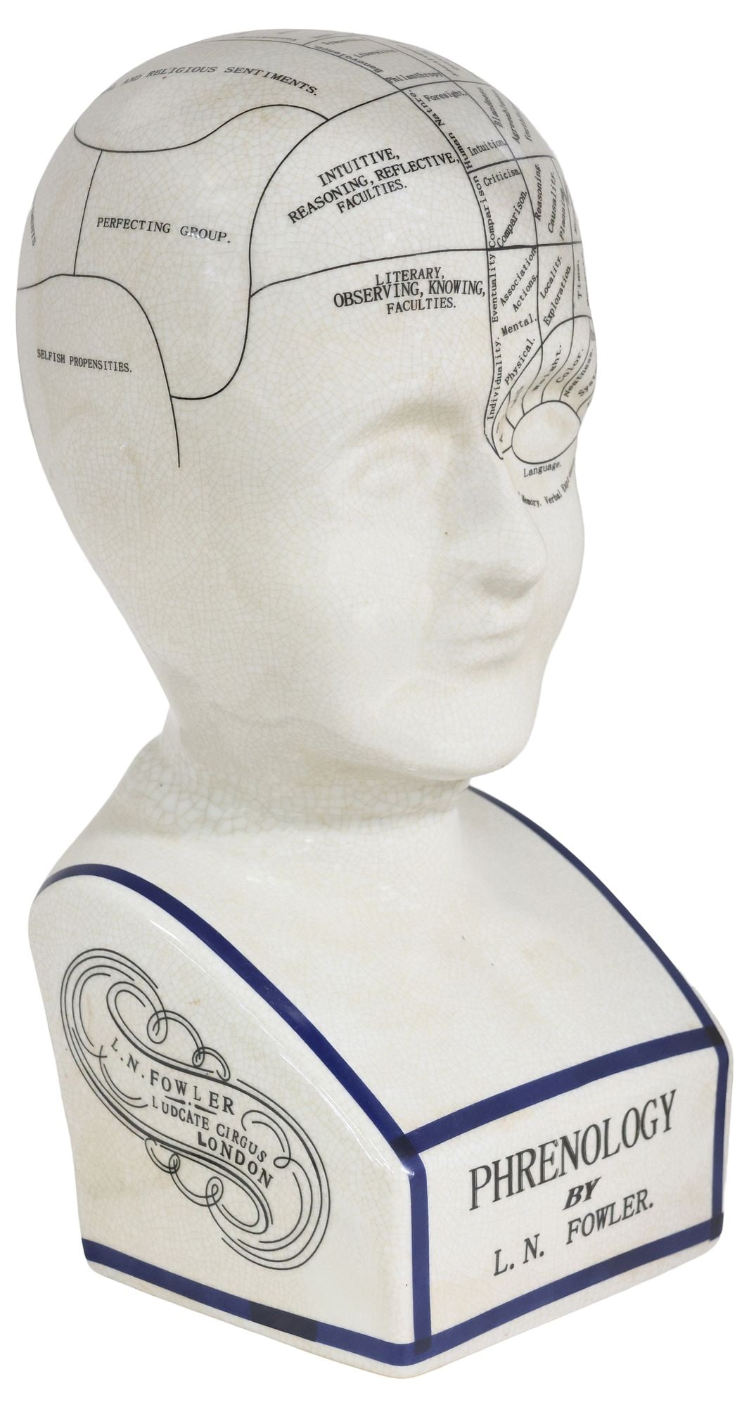 AFTER L.N. FOWLER CERAMIC PHRENOLOGY BUST (1 of 6)