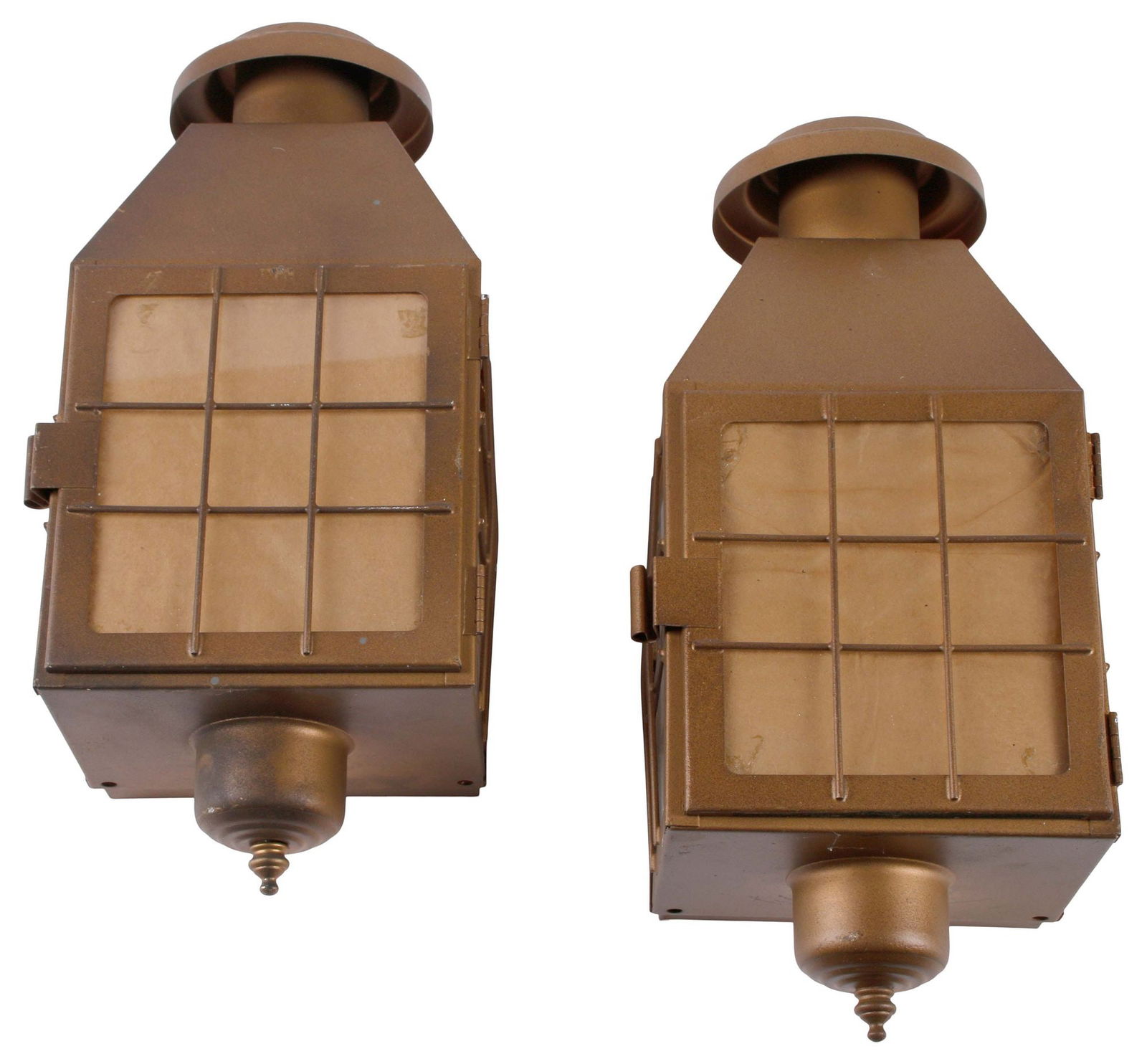 (2) ENGLISH STYLE GILT-METAL & GLASS 1-LIGHT WALL LANTERNS (1 of 4)