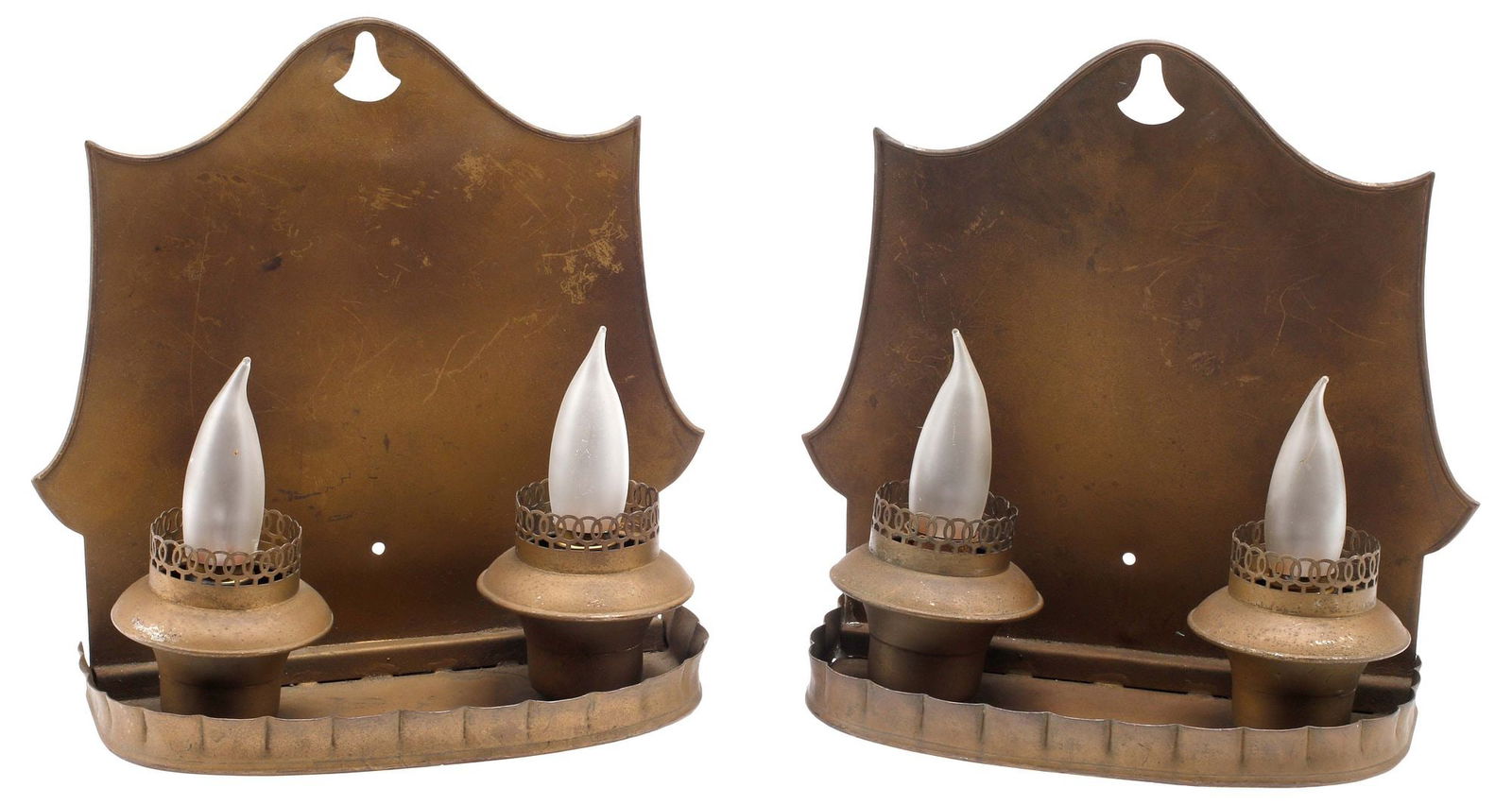 (2) ENGLISH STYLE PATINATED METAL 2-LIGHT WALL SCONCES (1 of 4)