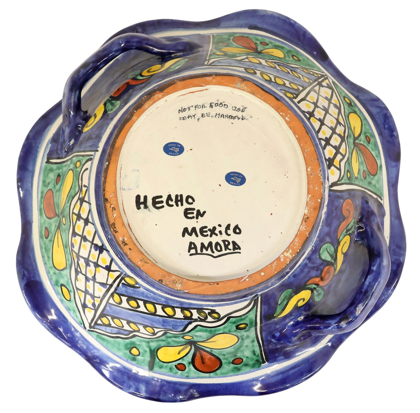 (3) TALAVERA POLYCHROME TABLEWARE POTTERY ITEMS, MEXICO - 5