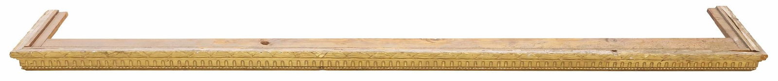 ITALIAN LOUIS XVI STYLE CARVED & GILTWOOD VALANCE / PELMET: Italian Louis XVI style giltwood window valance or pelmet, 19th c., having flat foliate rail with pebbled trim, approx 14.5"h, 92"w, 3.25"d