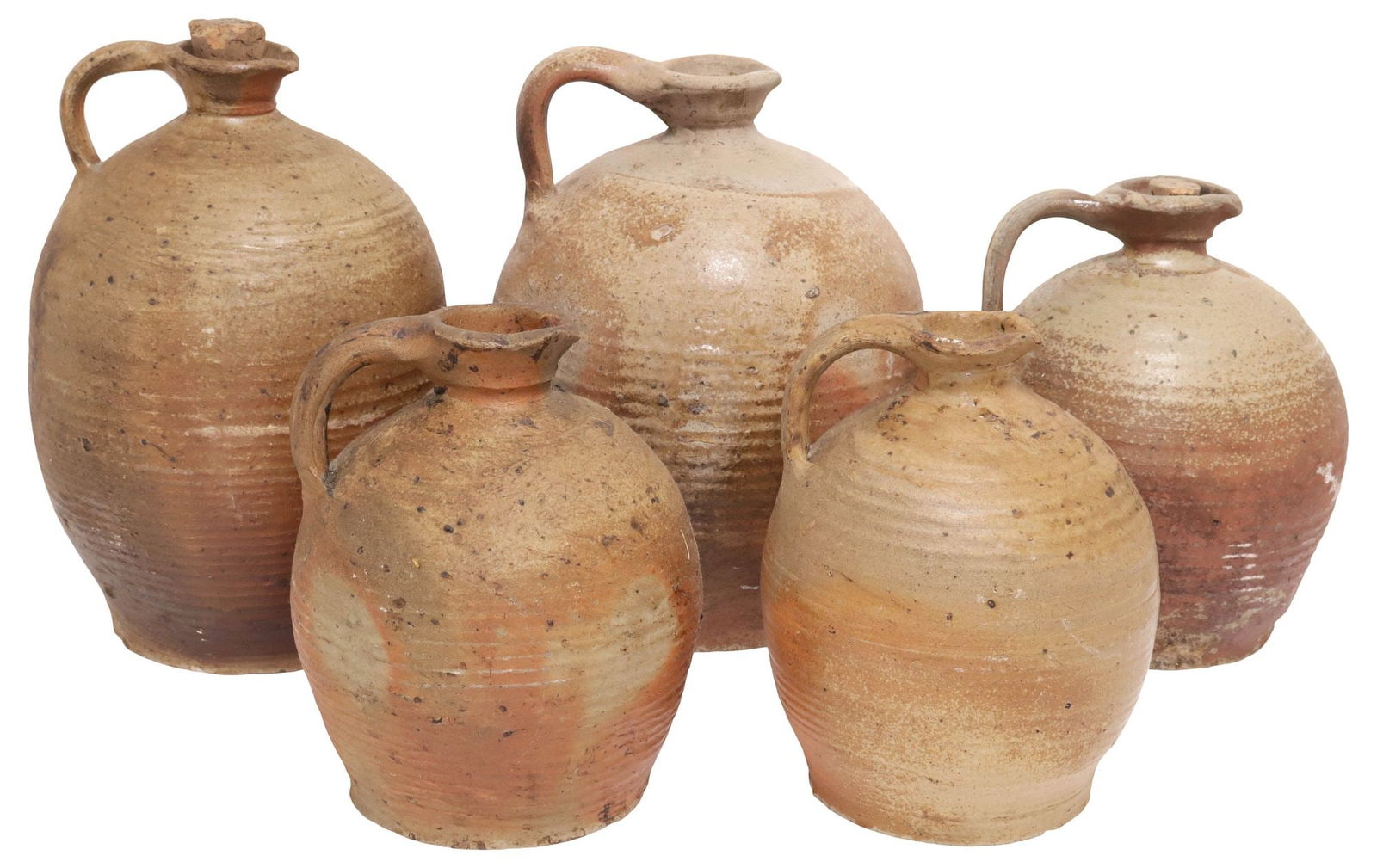 (5) FRENCH PROVINCIAL STONEWARE HANDLED PITCHERS (1 of 5)