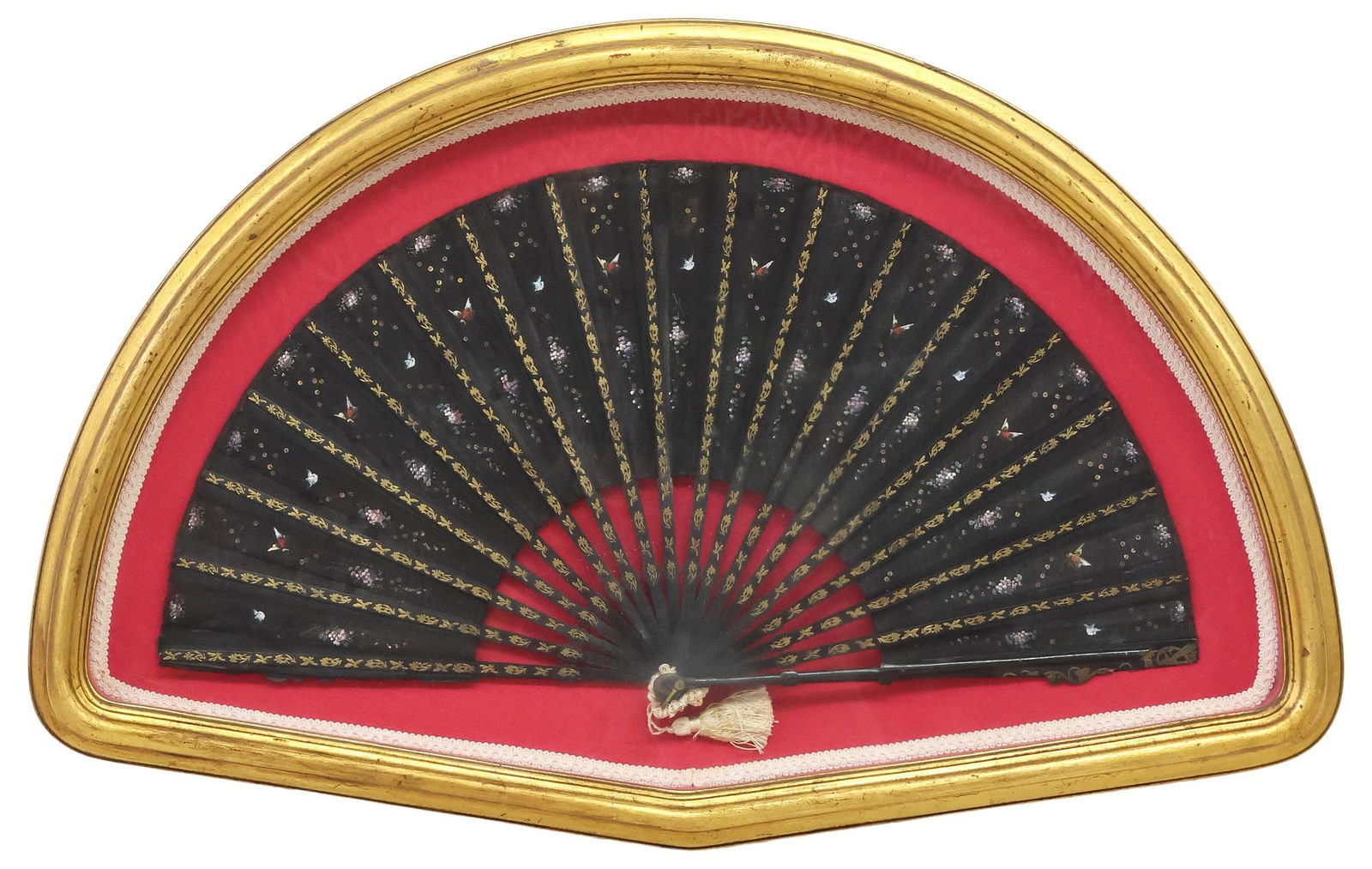 SHADOWBOX FRAMED LADIES PARCEL-GILT FOLDING FAN (1 of 2)