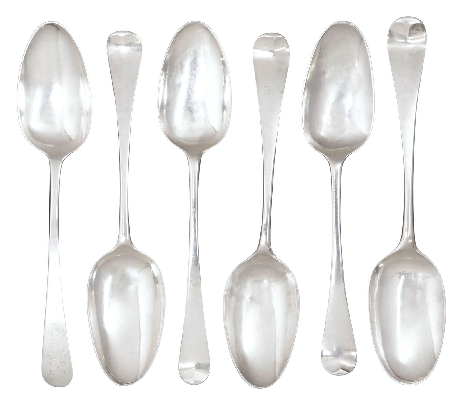 (6) ENGLISH GEORGIAN STERLING SILVER SERVING SPOONS, 1 EBENEZER COKER (1 of 7)