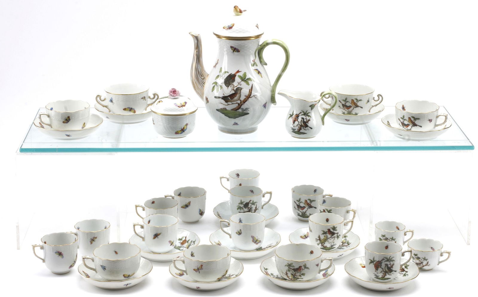 (36) HEREND 'ROTHSCHILD BIRD' HAND-PAINTED PORCELAIN COFFEE SERVICE (1 of 5)