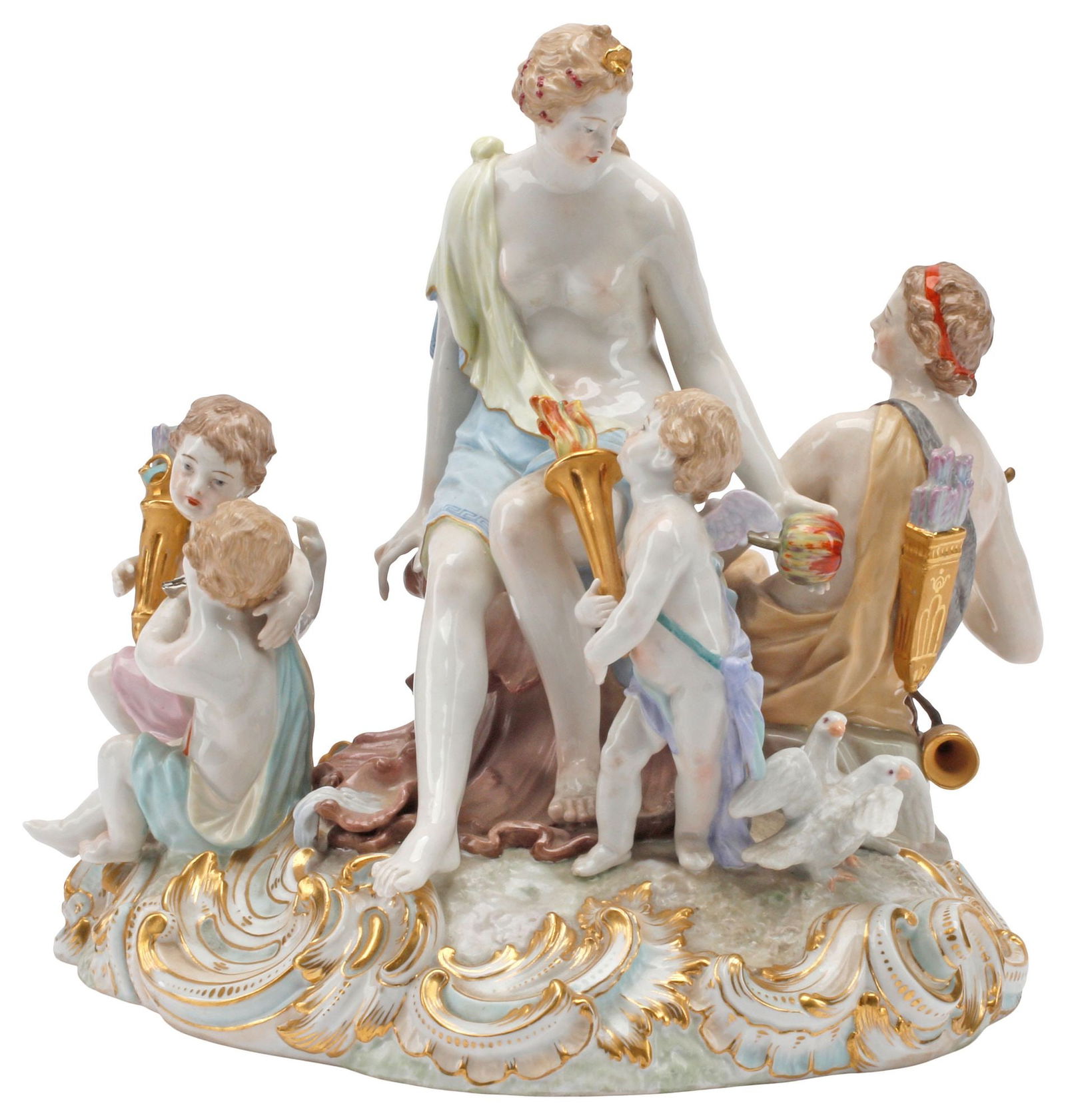GERMAN KPM STYLE PORCELAIN FIGURAL GROUP, DIANA & ACTEON (1 of 7)