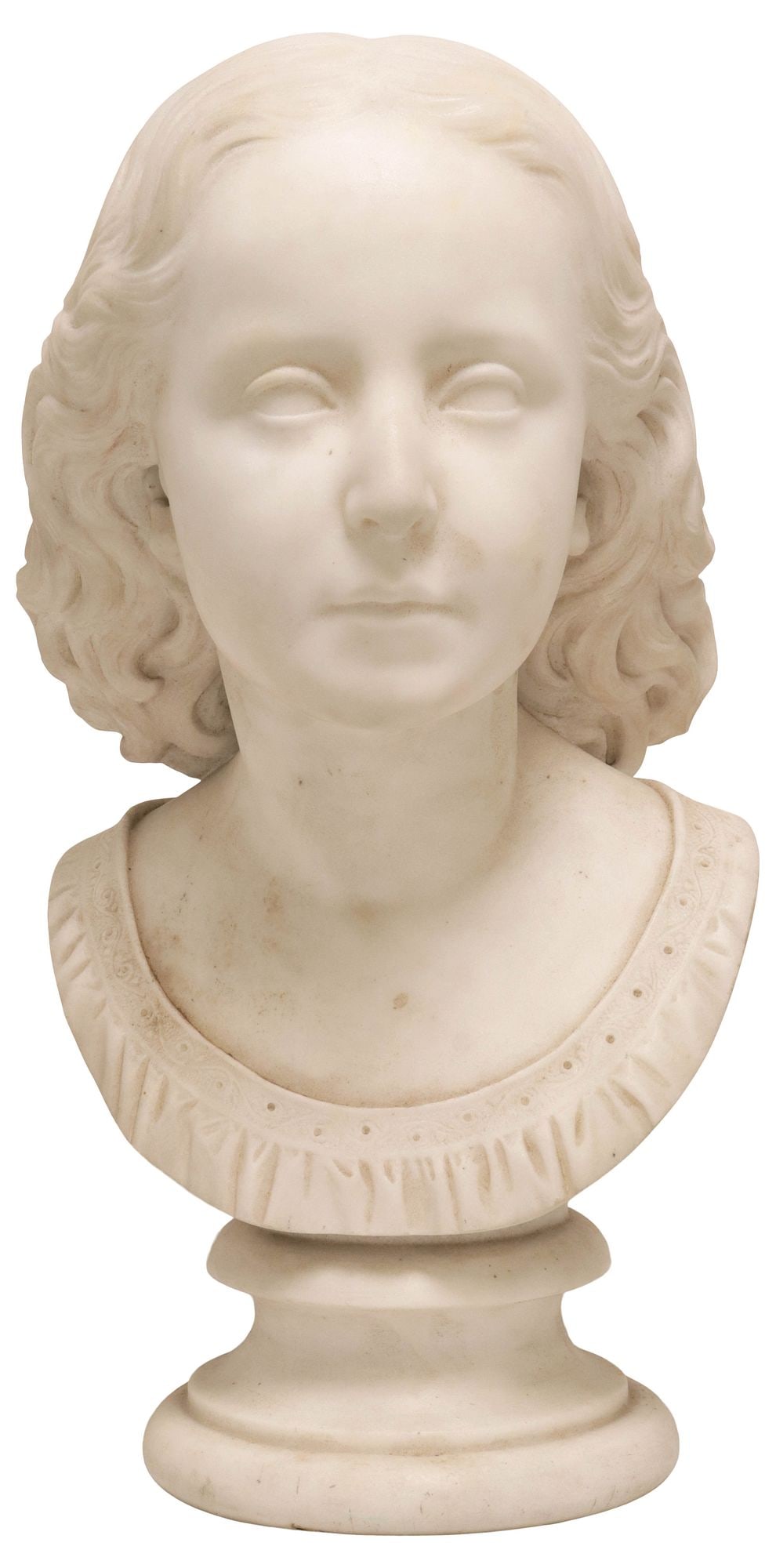 LARGE CONTINENTAL MARBLE BUST OF A YOUNG GIRL, 18"H (1 of 5)