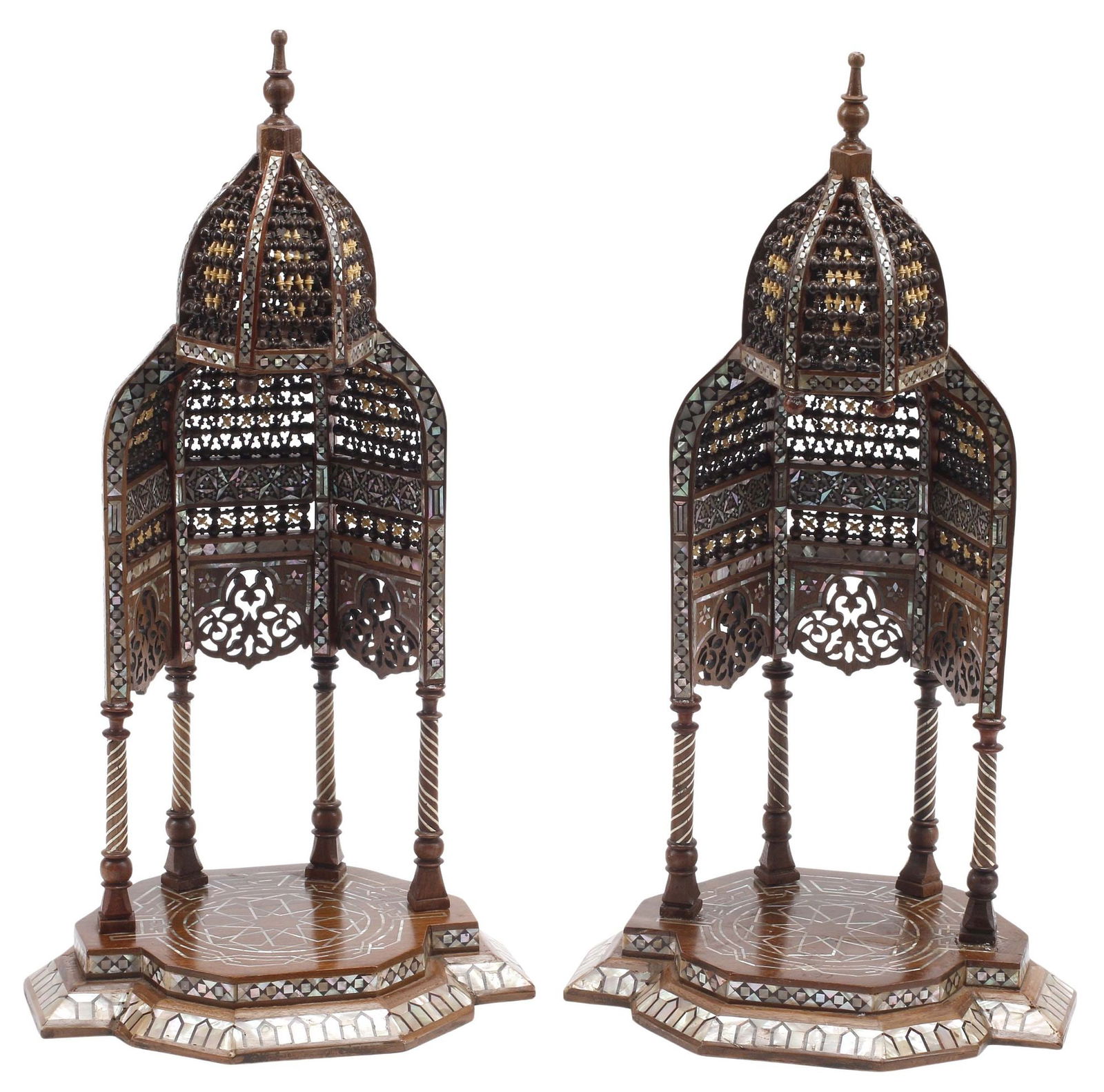 (2) MOORISH STYLE RETICULATED & SHELL-INLAID TABLE-TOP NICHES (1 of 4)