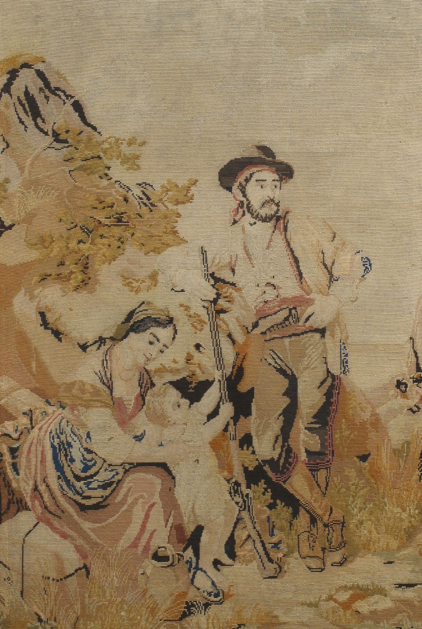 FRAMED NEEDLEPOINT EMBROIDERY PICTURE, FAMILY ON THE FRONTIER (1 of 6)